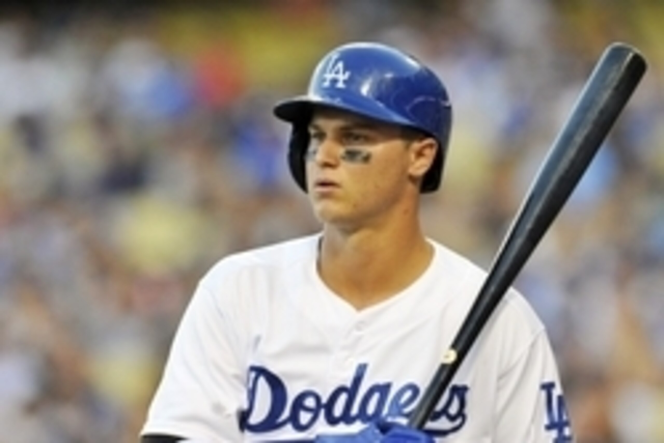 September 6, 2014; Los Angeles, CA, USA; Los Angeles Dodgers center fielder Joc Pederson (65) on deck before hitting in the second inning against the Arizona Diamondbacks at Dodger Stadium. Mandatory Credit: Gary A. Vasquez-USA TODAY Sports September 6, 2014; Los Angeles, CA, USA; Los Angeles Dodgers center fielder Joc Pederson (65) on deck before hitting in the second inning against the Arizona Diamondbacks at Dodger Stadium. Mandatory Credit: Gary A. Vasquez-USA TODAY Sports
