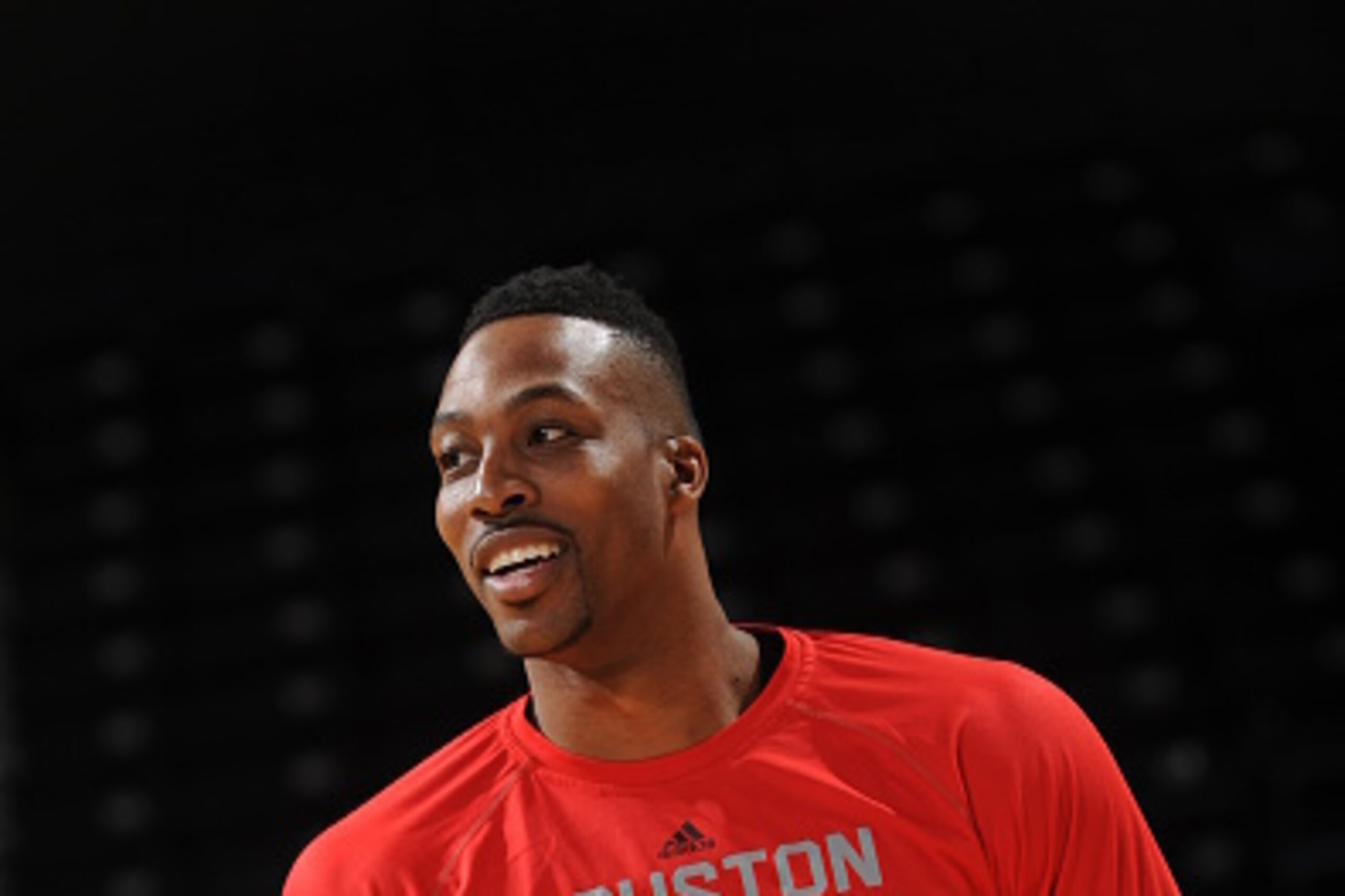 OAKLAND, CA - JANUARY 21: Dwight Howard #12 of the Houston Rockets warms up before a game against the Golden State Warriors on January 21, 2015 at Oracle Arena in Oakland, California. NOTE TO USER: User expressly acknowledges and agrees that, by downloadi
