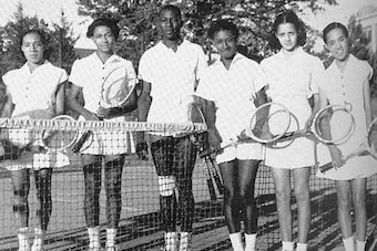 Margaret Peters, far left, poses with other African-American tennis players.