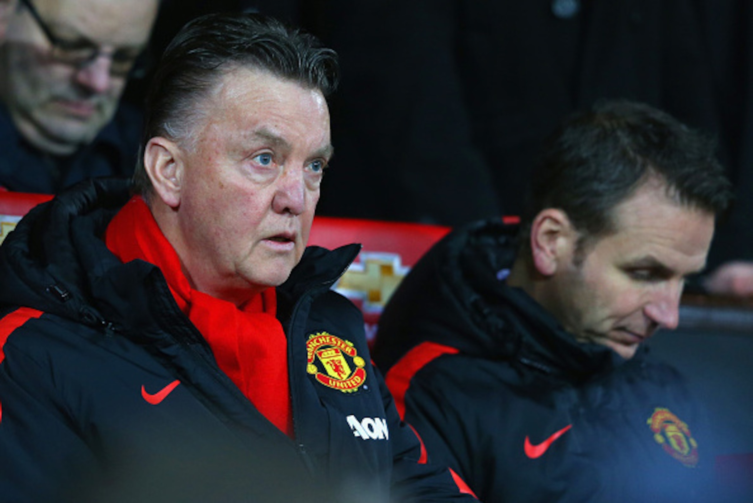 MANCHESTER, ENGLAND - FEBRUARY 03:  Manager Louis van Gaal of Manchester United looks on during the FA Cup Fourth round replay match between Manchester United and Cambridge United at Old Trafford on February 3, 2015 in Manchester, England.  (Photo by Alex