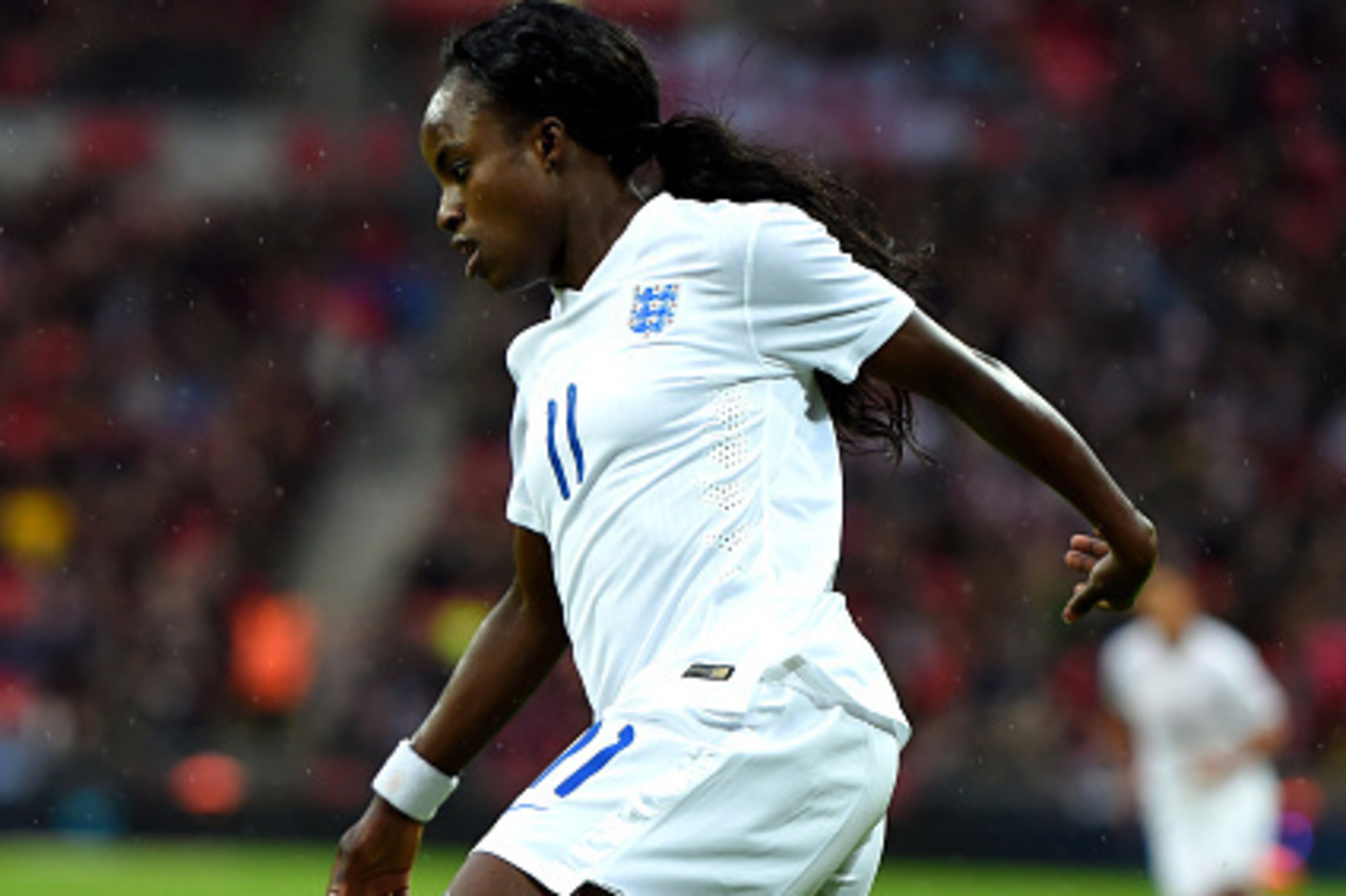 LONDON, ENGLAND - NOVEMBER 23:  Eniola Aluko of England in action during the Women's International Friendly match between England and Germany at Wembley Stadium on November 23, 2014 in London, England.  (Photo by Paul Gilham/Getty Images)