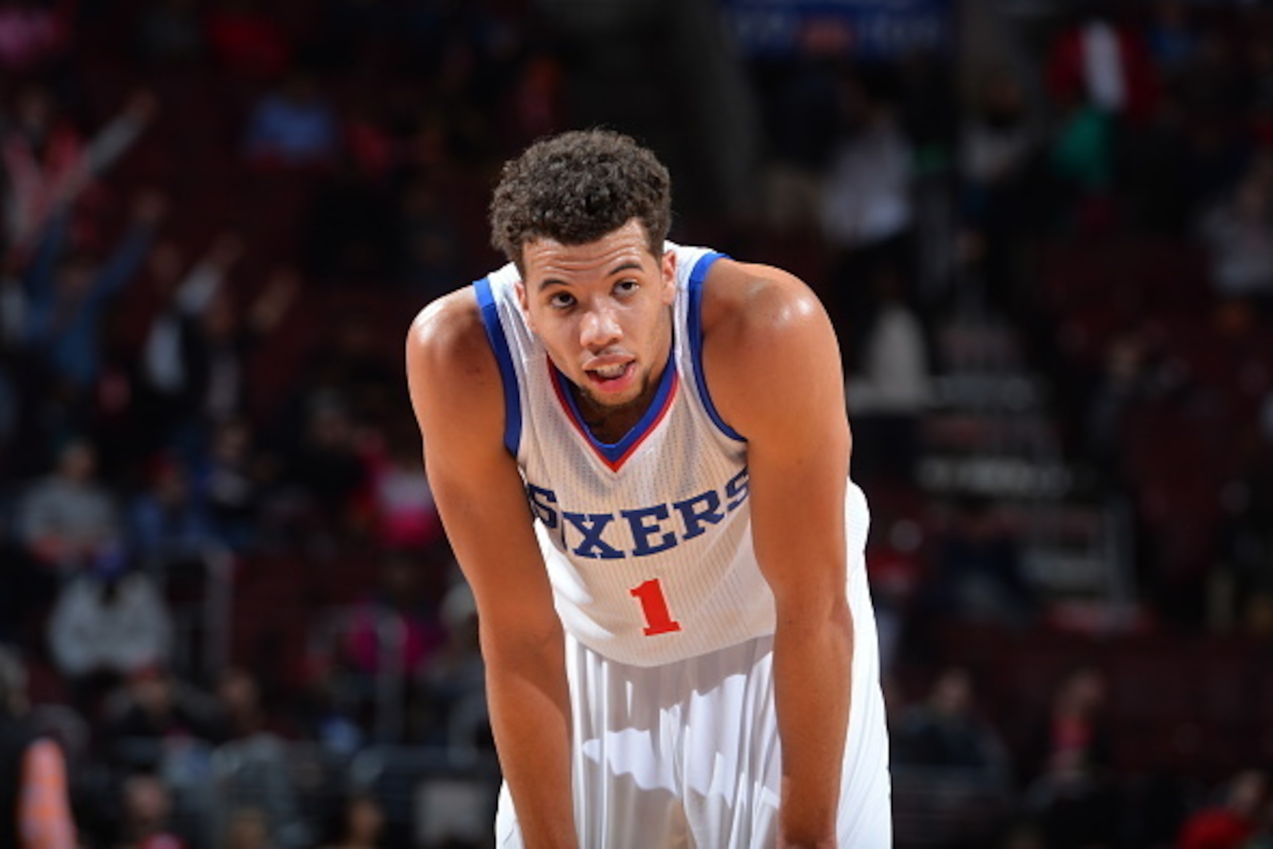 PHILADELPHIA, PA - JANUARY 28: Michael Carter-Williams #1 of the Philadelphia 76ers looks on against the Detroit Pistons at Wells Fargo Center on January 28, 2015 in Philadelphia, Pennsylvania NOTE TO USER: User expressly acknowledges and agrees that, by PHILADELPHIA, PA - JANUARY 28: Michael Carter-Williams #1 of the Philadelphia 76ers looks on against the Detroit Pistons at Wells Fargo Center on January 28, 2015 in Philadelphia, Pennsylvania NOTE TO USER: User expressly acknowledges and agrees that, by