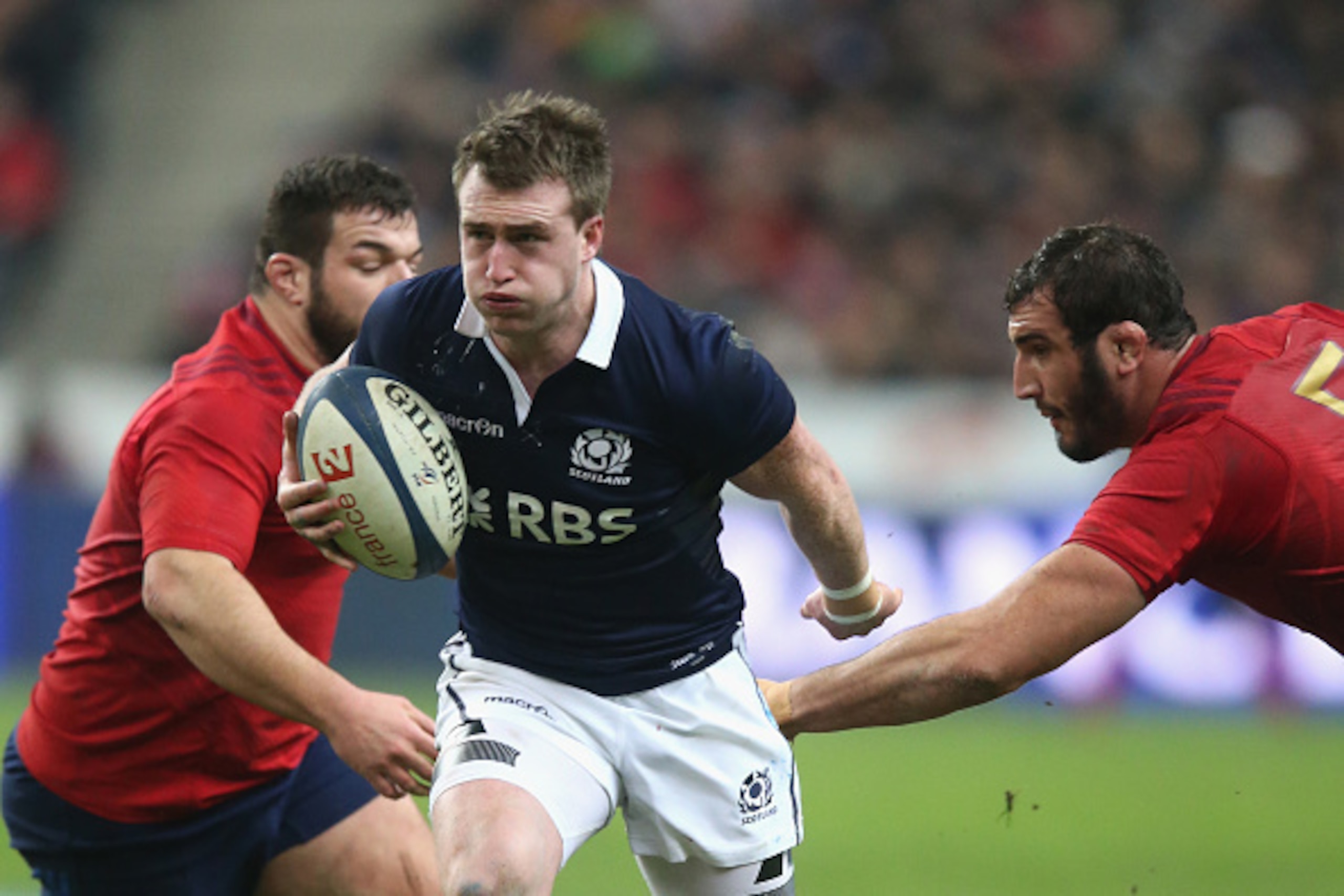 PARIS, FRANCE - FEBRUARY 07:  Stuart Hogg of Scotland runs with the ball during the RBS Six Nations match between France and Scotland at Stade de France on February 7, 2015 in Paris, France.  (Photo by David Rogers/Getty Images)
