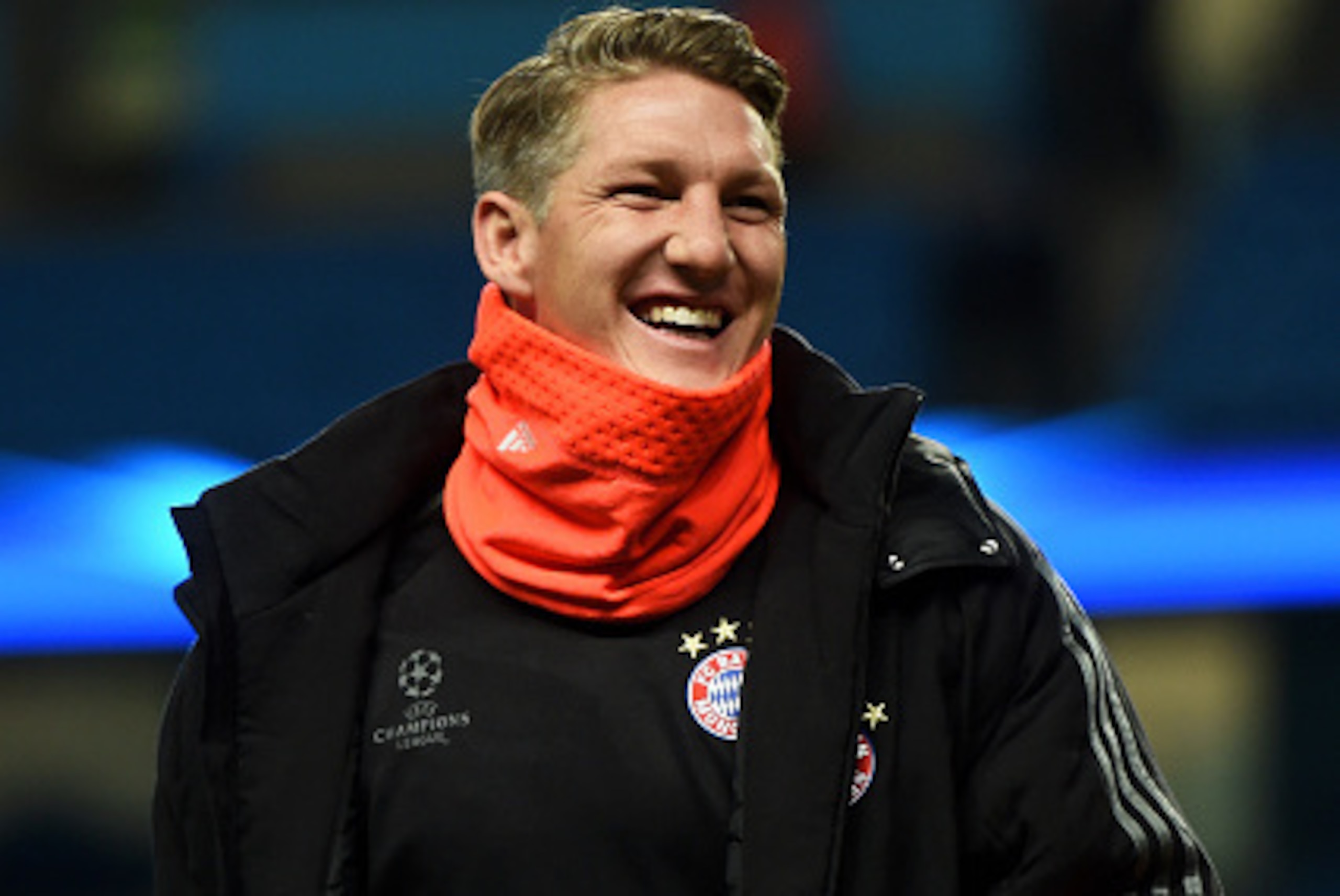 MANCHESTER, ENGLAND - NOVEMBER 25: Bastian Schweinsteiger of Bayern Muenchen inspects the pitch on arrival at the stadium during the UEFA Champions League Group E match between Manchester City and FC Bayern Muenchen at the Etihad Stadium on November 25, MANCHESTER, ENGLAND - NOVEMBER 25: Bastian Schweinsteiger of Bayern Muenchen inspects the pitch on arrival at the stadium during the UEFA Champions League Group E match between Manchester City and FC Bayern Muenchen at the Etihad Stadium on November 25,