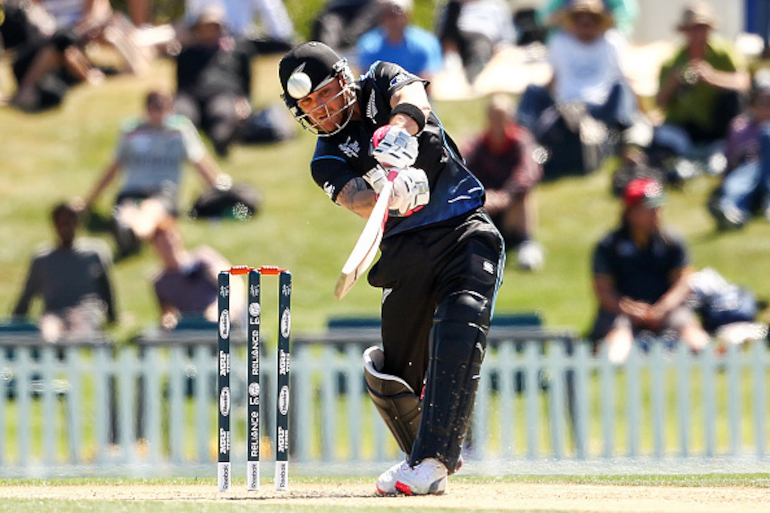 CHRISTCHURCH, NEW ZEALAND - FEBRUARY 11: Brendon McCullum of New Zealand bats during the ICC Cricket World Cup match between South Africa and New Zealand at Hagley Park on February 11, 2015 in Christchurch, New Zealand. (Photo by Martin Hunter/Getty Ima CHRISTCHURCH, NEW ZEALAND - FEBRUARY 11: Brendon McCullum of New Zealand bats during the ICC Cricket World Cup match between South Africa and New Zealand at Hagley Park on February 11, 2015 in Christchurch, New Zealand. (Photo by Martin Hunter/Getty Ima