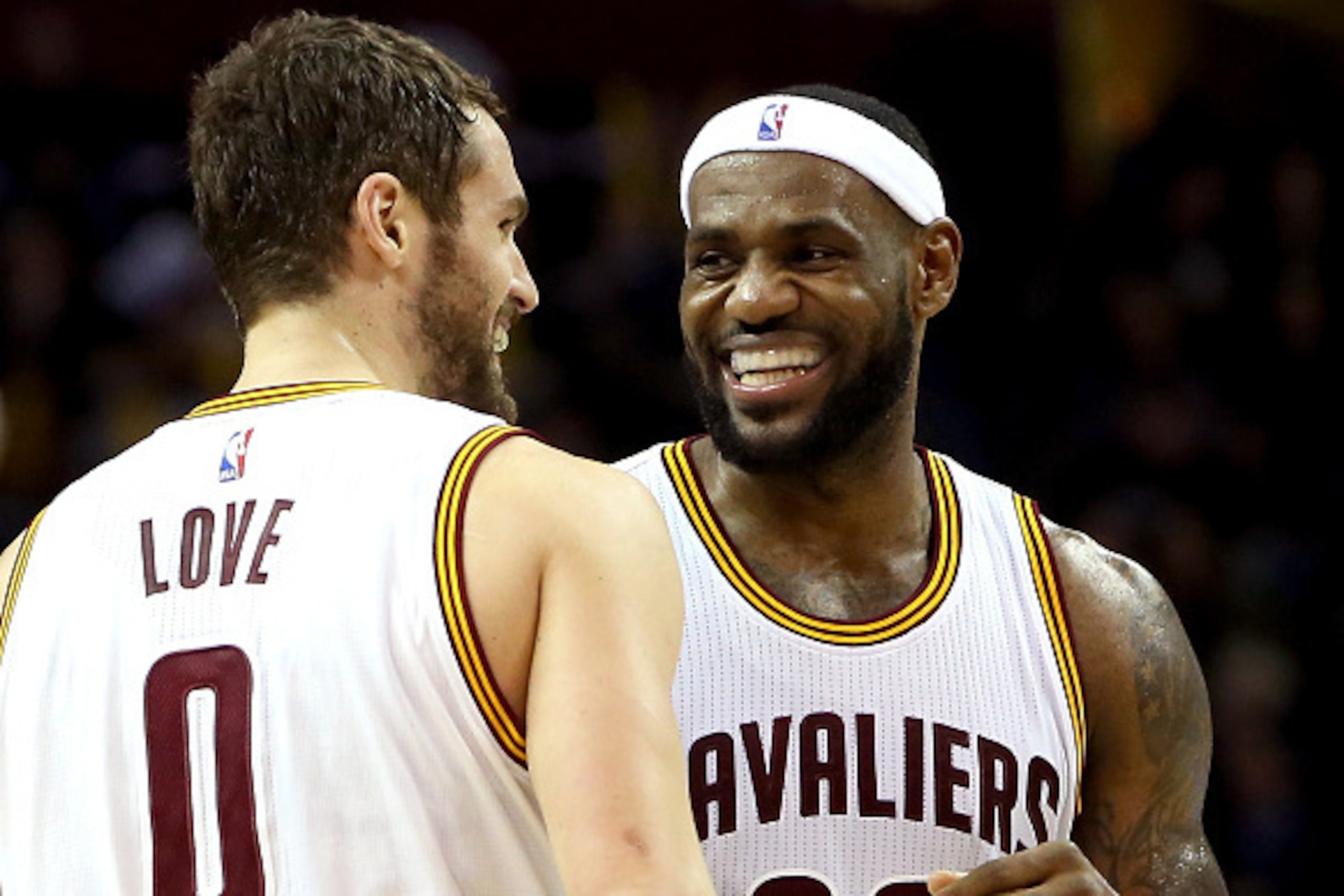 CLEVELAND, OH - DECEMBER 23:  LeBron James #23 and Kevin Love #0 of the Cleveland Cavaliers react after a play in the second half against the Minnesota Timberwolves at Quicken Loans Arena on December 23, 2014 in Cleveland, Ohio. NOTE TO USER: User express