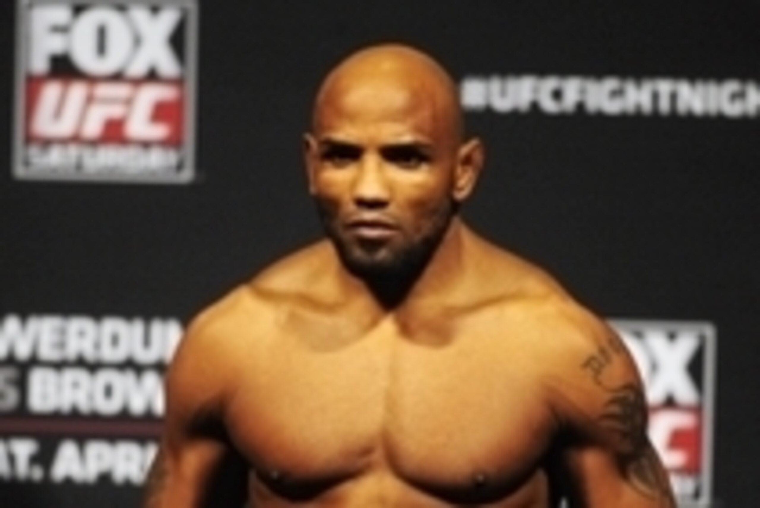 Apr 18, 2014; Orlando, FL, USA; Yoel Romero poses on the scale during a weigh-in for his middleweight fight against Brad Tavares on UFC on FOX 11 at Amway Center. Mandatory Credit: David Manning-USA TODAY Sports Apr 18, 2014; Orlando, FL, USA; Yoel Romero poses on the scale during a weigh-in for his middleweight fight against Brad Tavares on UFC on FOX 11 at Amway Center. Mandatory Credit: David Manning-USA TODAY Sports