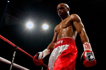 SHEFFIELD, ENGLAND - JULY 7:   Carson Jones of the USA walks back to his corner during his IBF Welterweight Title Eliminator Fight against Kell Brook of England at the Sheffield Motorpoint Arena on July 7, 2012 in Sheffield, England (Photo by Paul Thomas/