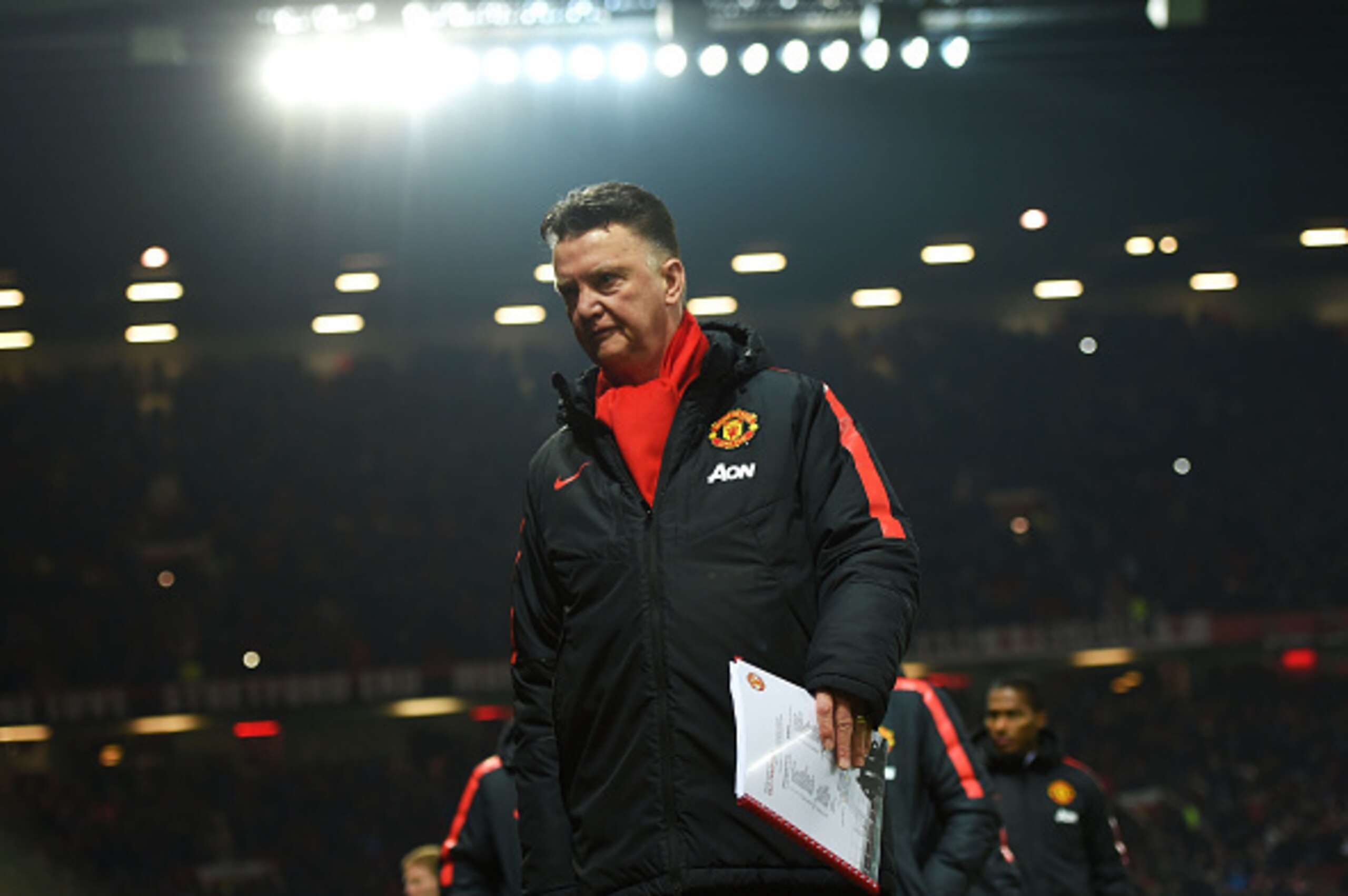 MANCHESTER, ENGLAND - FEBRUARY 11: Louis van Gaal, manager of Manchester United takes his seat during the Barclays Premier League match between Manchester United and Burnley at Old Trafford on February 11, 2015 in Manchester, England. (Photo by Michael R MANCHESTER, ENGLAND - FEBRUARY 11: Louis van Gaal, manager of Manchester United takes his seat during the Barclays Premier League match between Manchester United and Burnley at Old Trafford on February 11, 2015 in Manchester, England. (Photo by Michael R