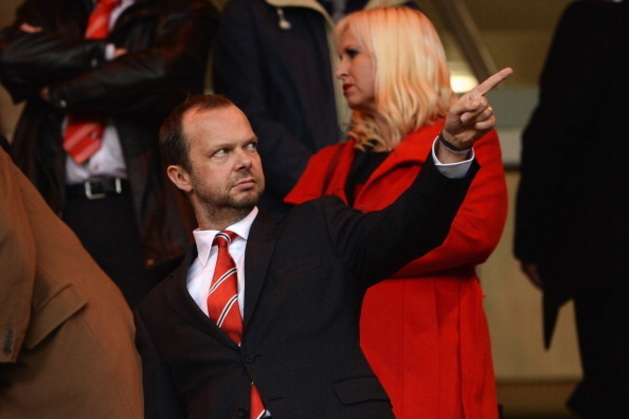 SUNDERLAND, ENGLAND - OCTOBER 05: Manchester United Chief Executive Edward Woodward makes his point prior to the Barclays Premier League match between Sunderland and Manchester United at the Stadium of Light on October 5, 2013 in Sunderland, England.  (Ph
