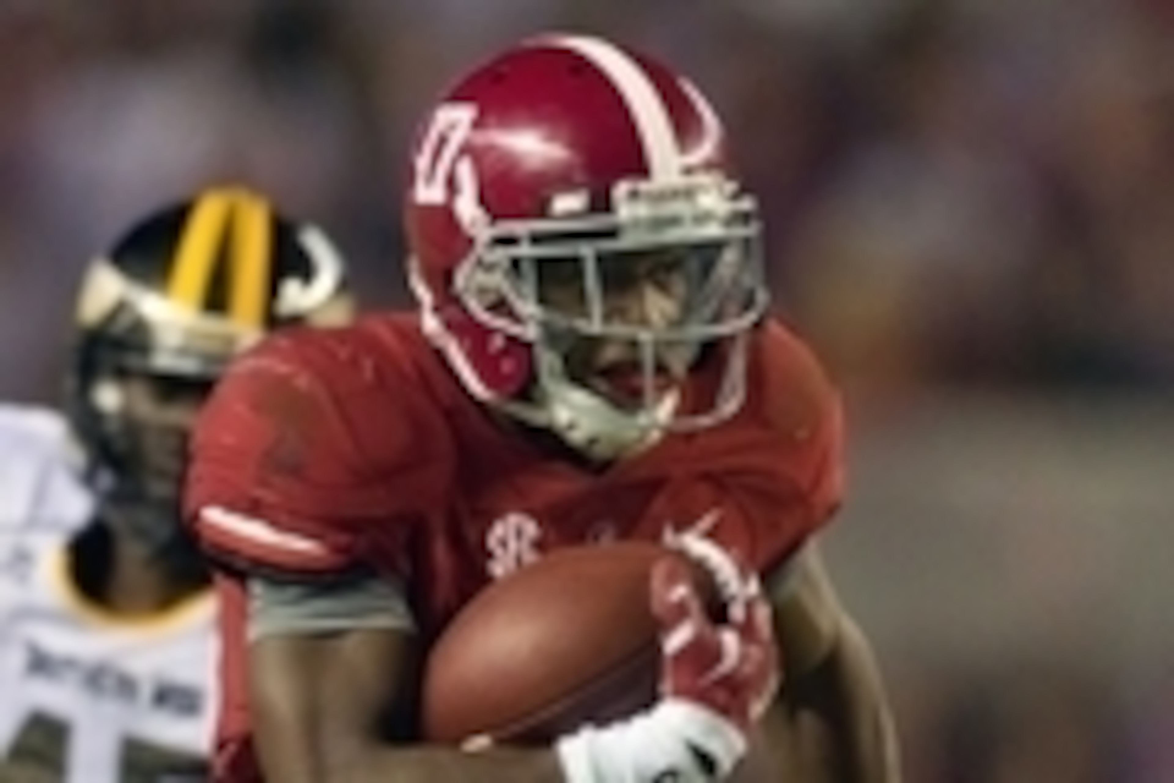 Sep 13, 2014; Tuscaloosa, AL, USA; Alabama Crimson Tide running back Kenyan Drake (17) carries the ball against Southern Miss Golden Eagles at Bryant-Denny Stadium. Mandatory Credit: Marvin Gentry-USA TODAY Sports
