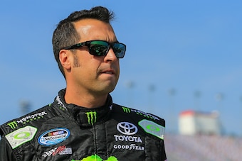 SPARTA, KY - SEPTEMBER 20:  Sam Hornish Jr., driver of the #54 Monster Energy Toyota, stands on the grid during qualifying for the the NASCAR Nationwide Series VisitMyrtleBeach.com 300 at Kentucky Speedway on September 20, 2014 in Sparta, Kentucky.  (Phot