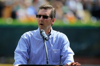SOUTH WILLIAMSPORT, PA - AUGUST 24: Little League Baseball CEO Stephen Keener addresses the crowd before the start of the Great Lakes Team from Chicago, Illinois and Team Asia-Pacific game during the Little League World Series Championship game at Lamade SOUTH WILLIAMSPORT, PA - AUGUST 24: Little League Baseball CEO Stephen Keener addresses the crowd before the start of the Great Lakes Team from Chicago, Illinois and Team Asia-Pacific game during the Little League World Series Championship game at Lamade
