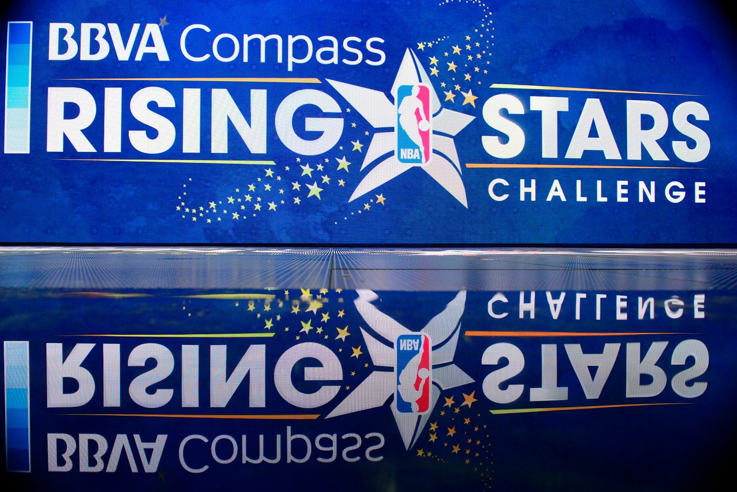 Feb 14, 2014; New Orleans, LA, USA; A general view of the Rising Stars logo during the 2014 Rising Stars Challenge at Smoothie King Center. Mandatory Credit: Bob Donnan-USA TODAY Sports