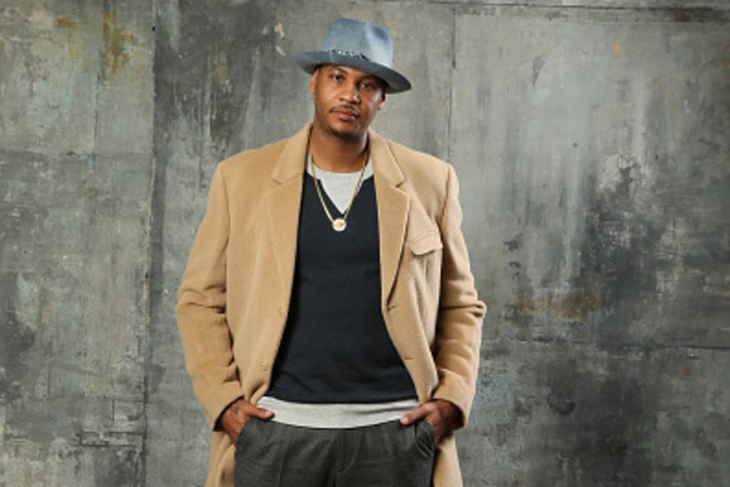 NEW YORK, NY - FEBRUARY 12: Carmelo Anthony of the New York Knicks poses for portraits during the NBAE Circuit as part of 2015 All-Star Weekend at the Sheraton Times Square Hotel on February 12, 2015 in New York, New York. NOTE TO USER: User expressly ack