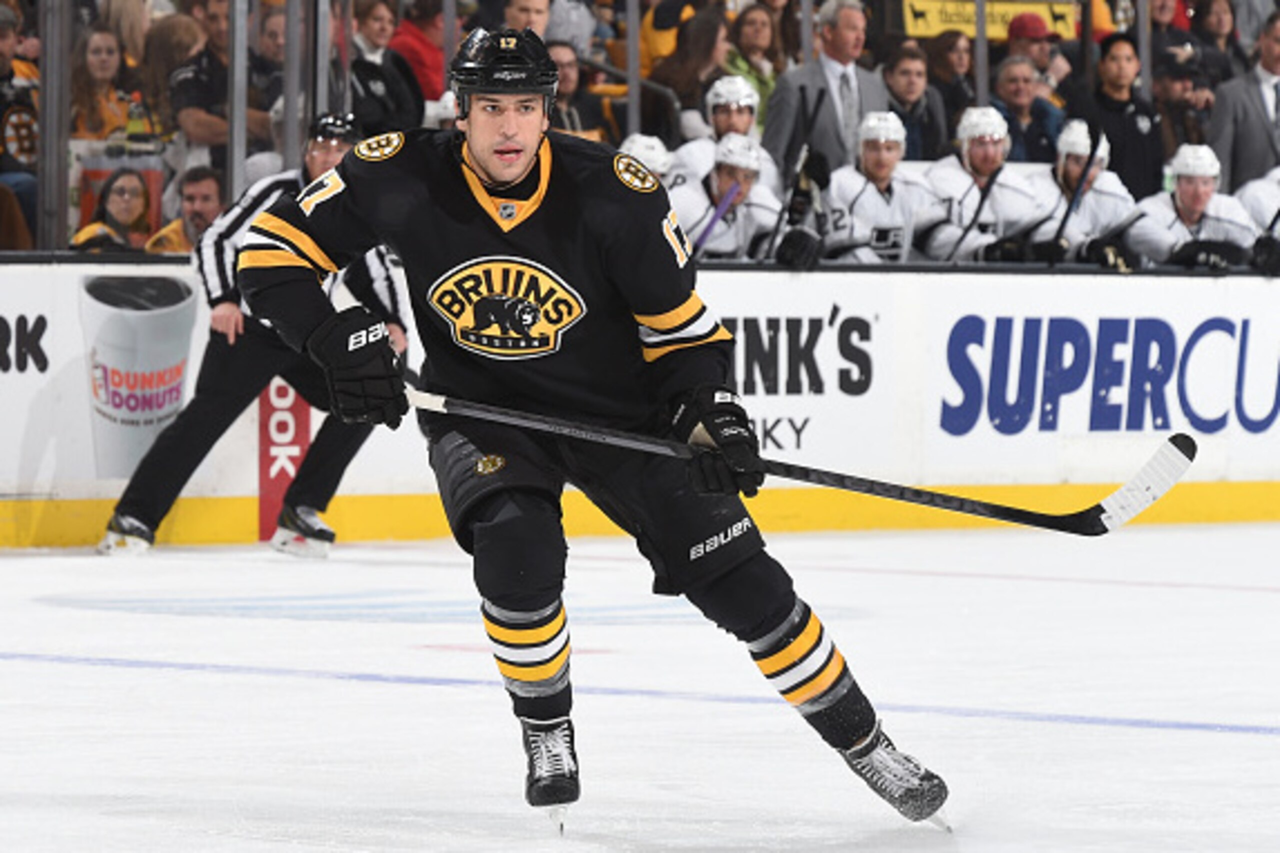 BOSTON, MA - JANUARY 31: Milan Lucic #17 of the Boston Bruins skates against the Los Angeles Kings at the TD Garden on January 31, 2015 in Boston, Massachusetts. (Photo by Steve Babineau/NHLI via Getty Images) BOSTON, MA - JANUARY 31: Milan Lucic #17 of the Boston Bruins skates against the Los Angeles Kings at the TD Garden on January 31, 2015 in Boston, Massachusetts. (Photo by Steve Babineau/NHLI via Getty Images)