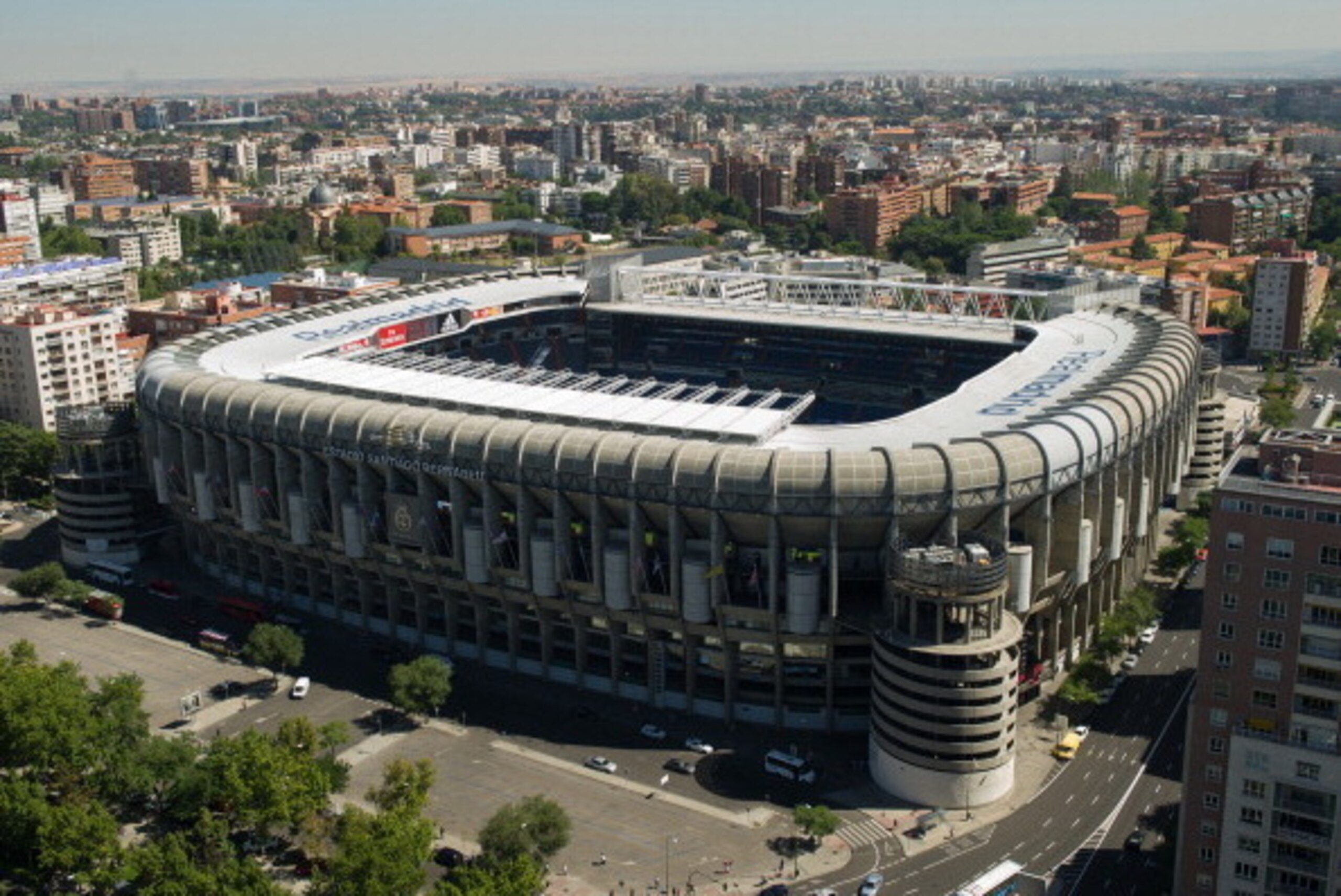 MADRID, SPAIN - SEPTEMBER 12:  (FILE)  An exterior view of Real Madrid 's Santiago Bernabeu stadium on September 12, 2013. The European Union has opened a probe into whether Real Madrid, FC Barcelona and 5 other Spanish clubs have recieved unfair preferen