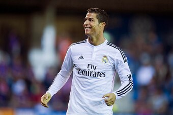 EIBAR, SPAIN - NOVEMBER 22:  Cristiano Ronaldo of Real Madrid celebrates after scoring during the La Liga match betweenÊSD Eibar andÊReal Madrid at Ipurua Municipal Stadium on November 22, 2014 in Eibar, Spain.  (Photo by Juan Manuel Serrano Arce/Getty Im