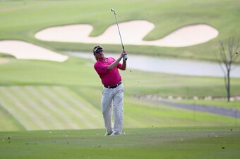 HUA HIN, THAILAND - FEBRUARY 14:  Miguel Angel Jimenez of Spain in action during the 3rd round of the 2015 True Thailand Classic at Black Mountain Golf Club on February 14, 2015 in Hua Hin, Thailand.  (Photo by Ian Walton/Getty Images)