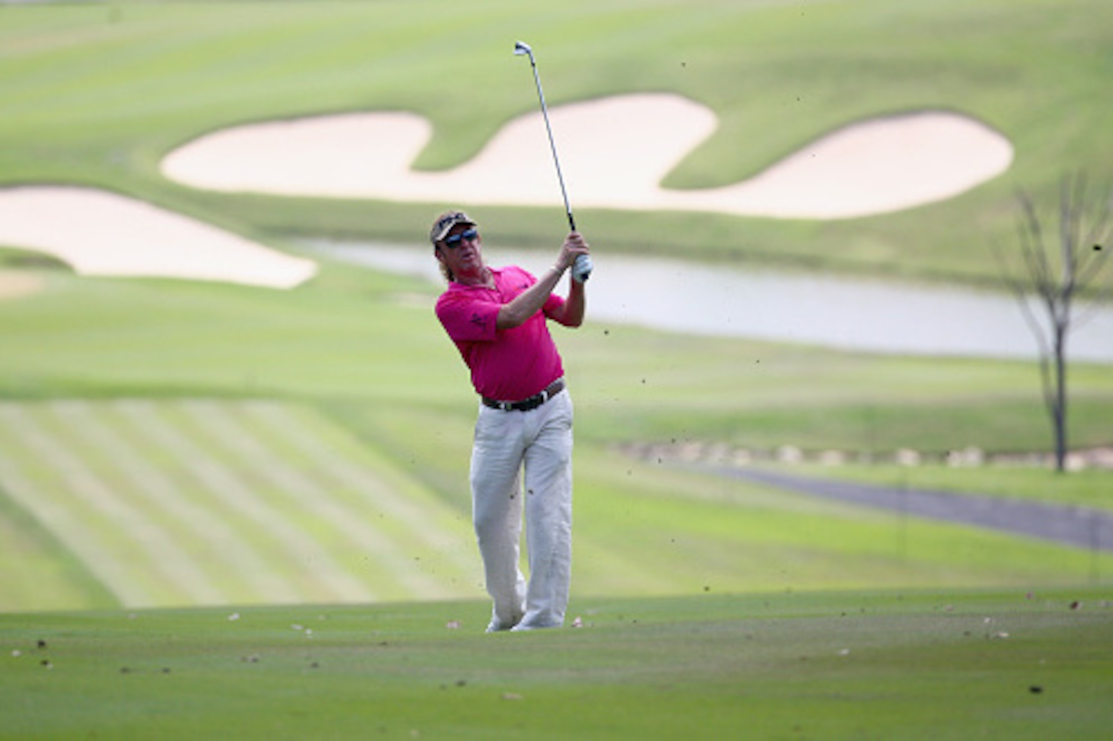HUA HIN, THAILAND - FEBRUARY 14:  Miguel Angel Jimenez of Spain in action during the 3rd round of the 2015 True Thailand Classic at Black Mountain Golf Club on February 14, 2015 in Hua Hin, Thailand.  (Photo by Ian Walton/Getty Images)