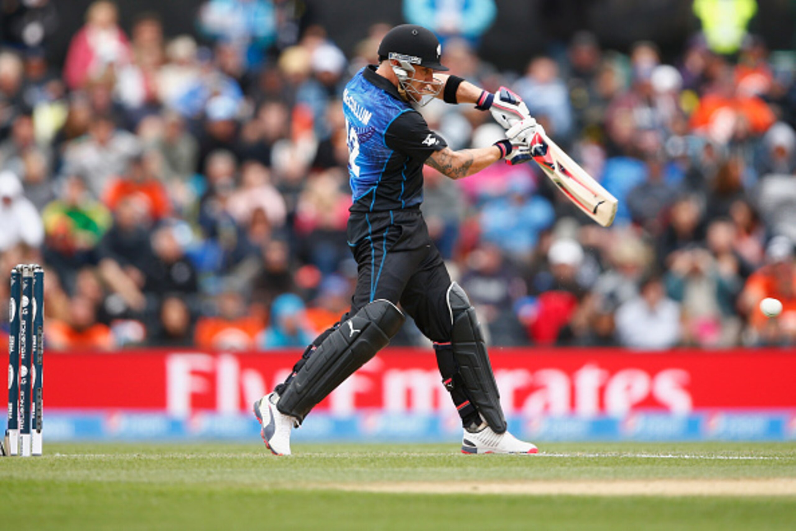 CHRISTCHURCH, NEW ZEALAND - FEBRUARY 14:  Brendon McCullum of New Zealand bats during the 2015 ICC Cricket World Cup match between New Zealand and Sri Lanka at the Hagley Oval on February 14, 2015 in Christchurch, New Zealand.  (Photo by Phil Walter/Getty