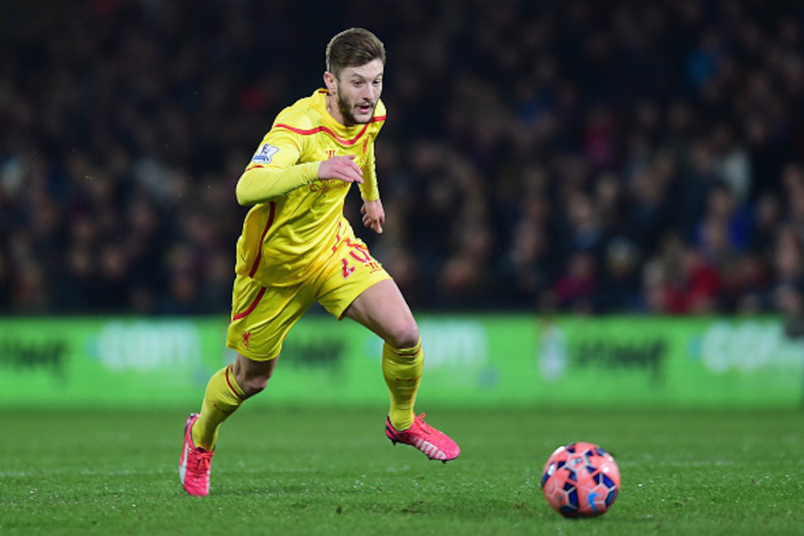 LONDON, ENGLAND - FEBRUARY 14:  Adam Lallana of Liverpool on the ball during the FA Cup fifth round match between Crystal Palace and Liverpool at Selhurst Park on February 14, 2015 in London, England.  (Photo by Jamie McDonald/Getty Images)