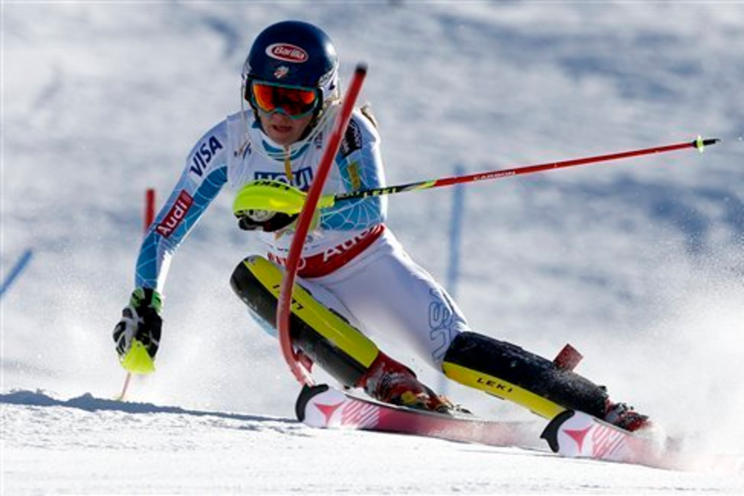 Shiffrin on the charge on her way to gold.
