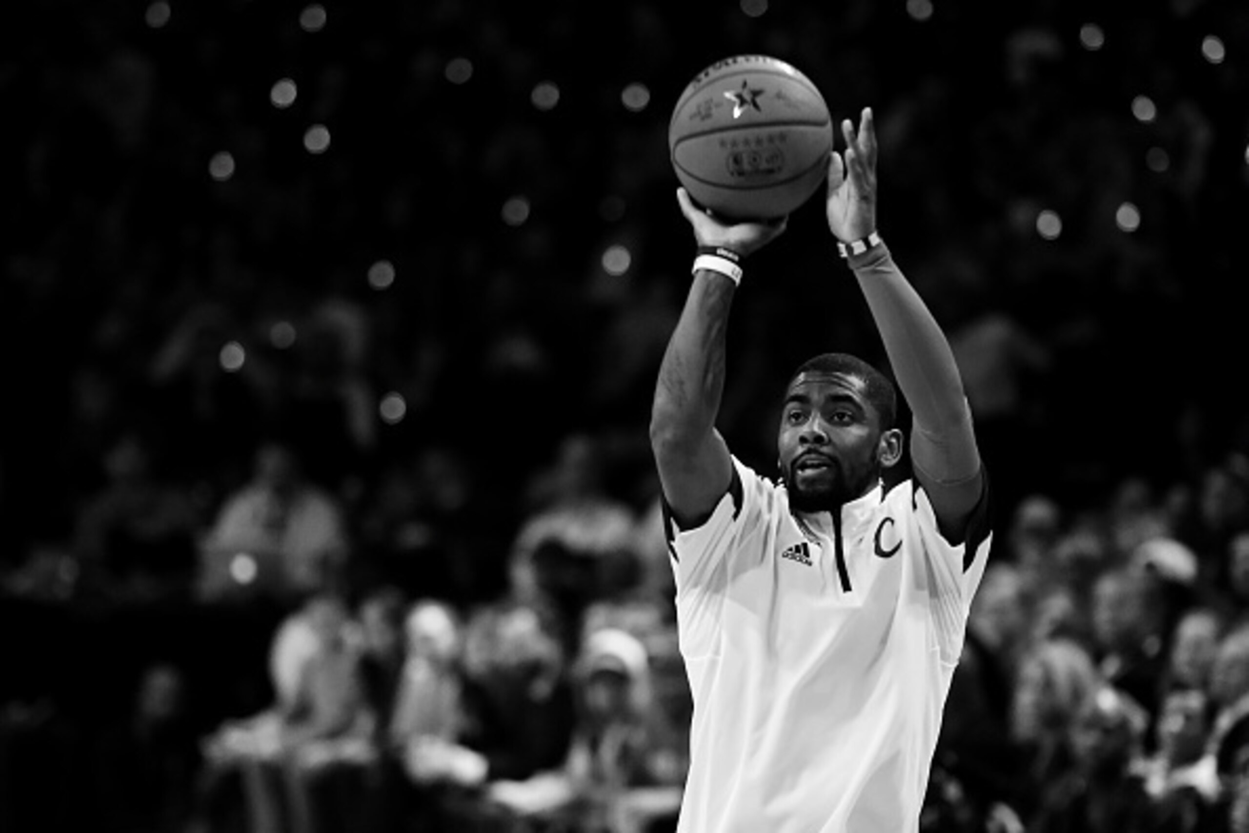 BROOKLYN, NY - FEBRUARY 14:  Kyrie Irving #2 of the Cleveland Cavaliers shoots the ball during the Footlocker Three-Point Contest on State Farm All-Star Saturday Night as part of the 2015 NBA All-Star Weekend on February 14, 2015 at Barclays Center in Bro