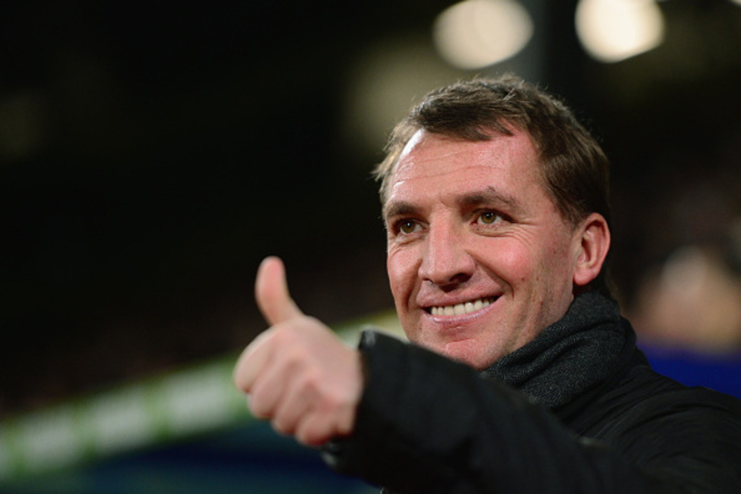 LONDON, ENGLAND - FEBRUARY 14:  Brendan Rodgers, manager of Liverpool gives the thumbs up during the FA Cup fifth round match between Crystal Palace and Liverpool at Selhurst Park on February 14, 2015 in London, England.  (Photo by Jamie McDonald/Getty Im