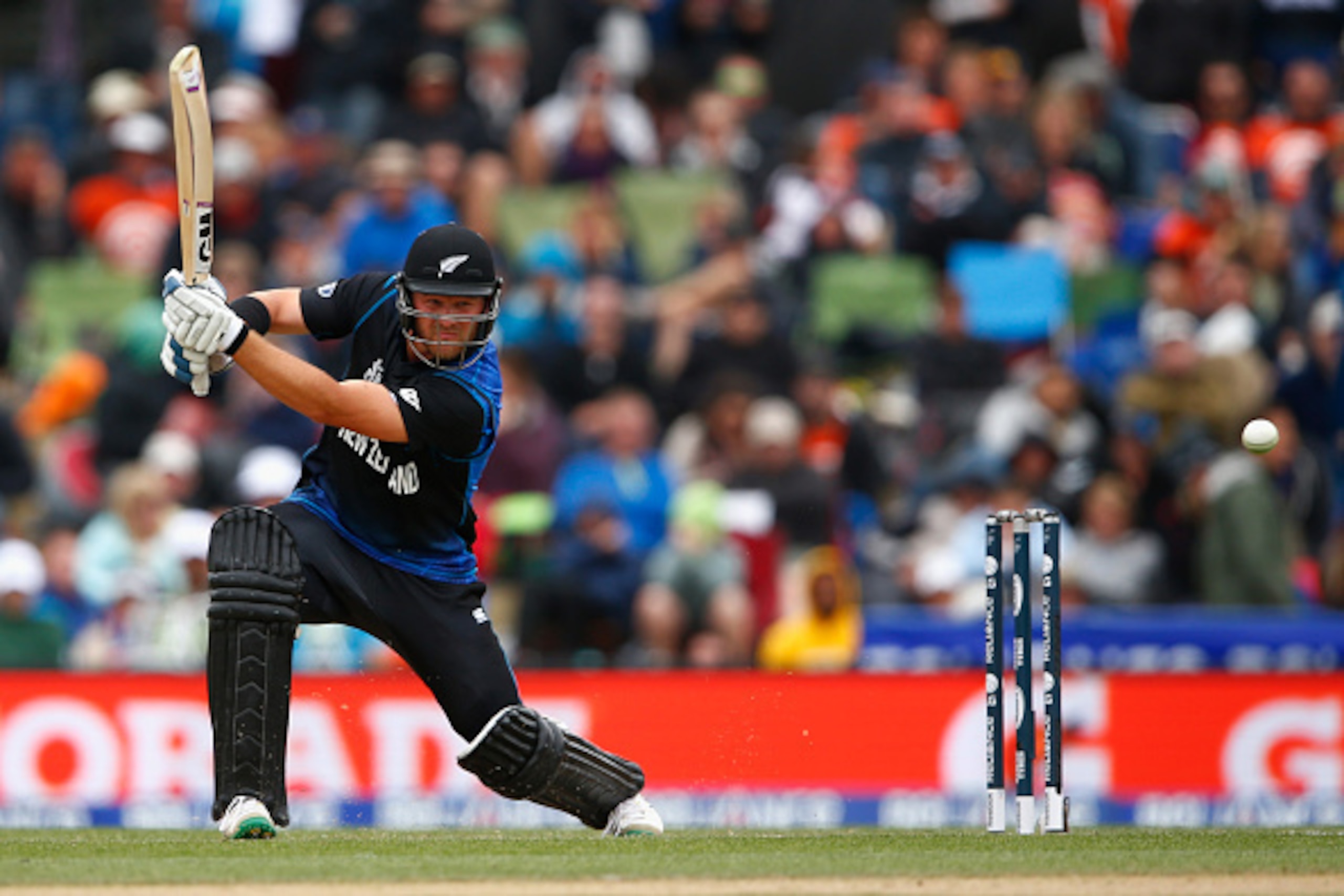 CHRISTCHURCH, NEW ZEALAND - FEBRUARY 14:  Corey Anderson of New Zealand bats  during the 2015 ICC Cricket World Cup match between Sri Lanka and New Zealand at Hagley Oval on February 14, 2015 in Christchurch, New Zealand.  (Photo by Phil Walter/Getty Imag