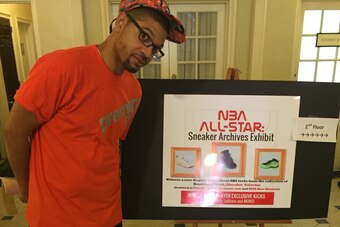 Chad Jones at the entrance of his All-Star exhibit.