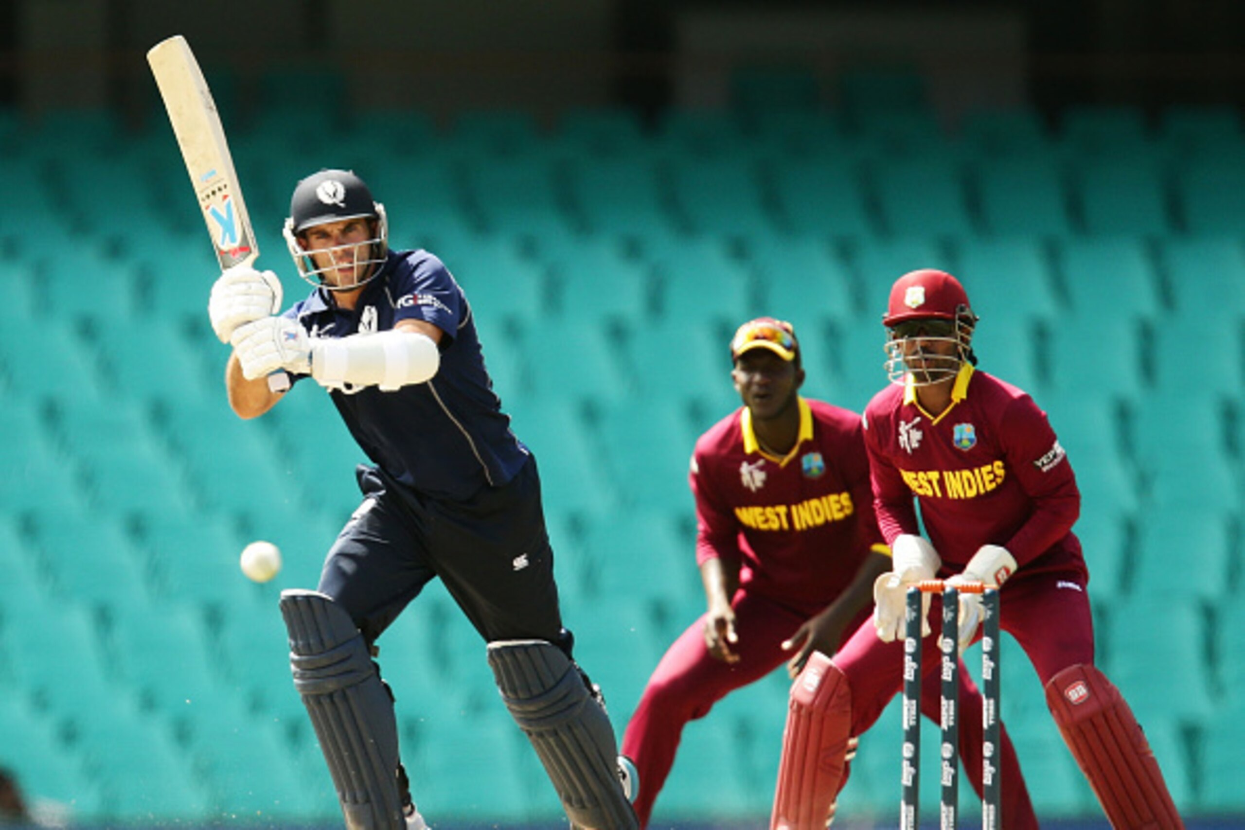 SYDNEY, AUSTRALIA - FEBRUARY 12:  Kyle Coetzer of Scotland bats during the ICC Cricket World Cup warm up match between the West Indies and Scotland at Sydney Cricket Ground on February 12, 2015 in Sydney, Australia.  (Photo by Matt King/Getty Images)
