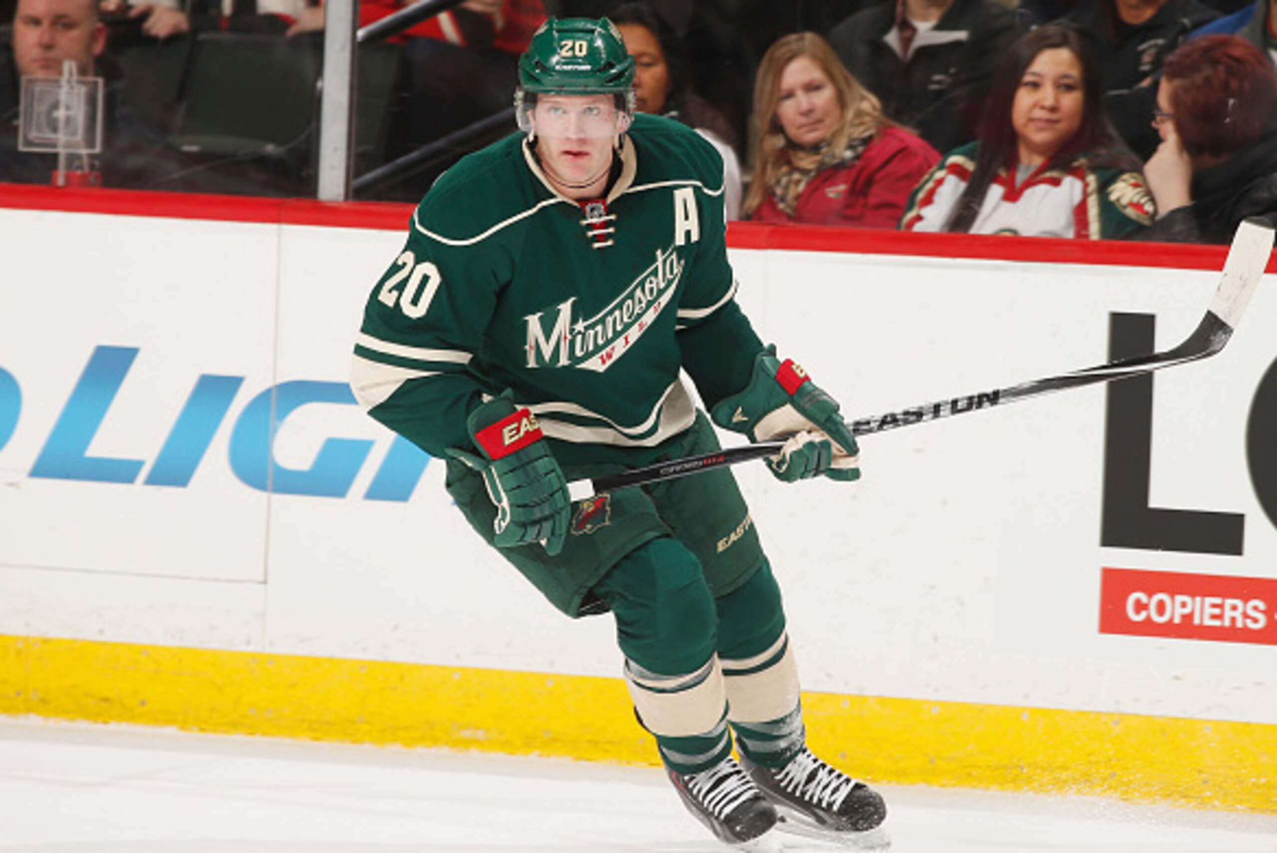 ST. PAUL, MN - FEBRUARY 03: Ryan Suter #20 of the Minnesota Wild skates against the Chicago Blackhawks during the game on February 3, 2015 at the Xcel Energy Center in St. Paul, Minnesota. (Photo by Bruce Kluckhohn/NHLI via Getty Images)