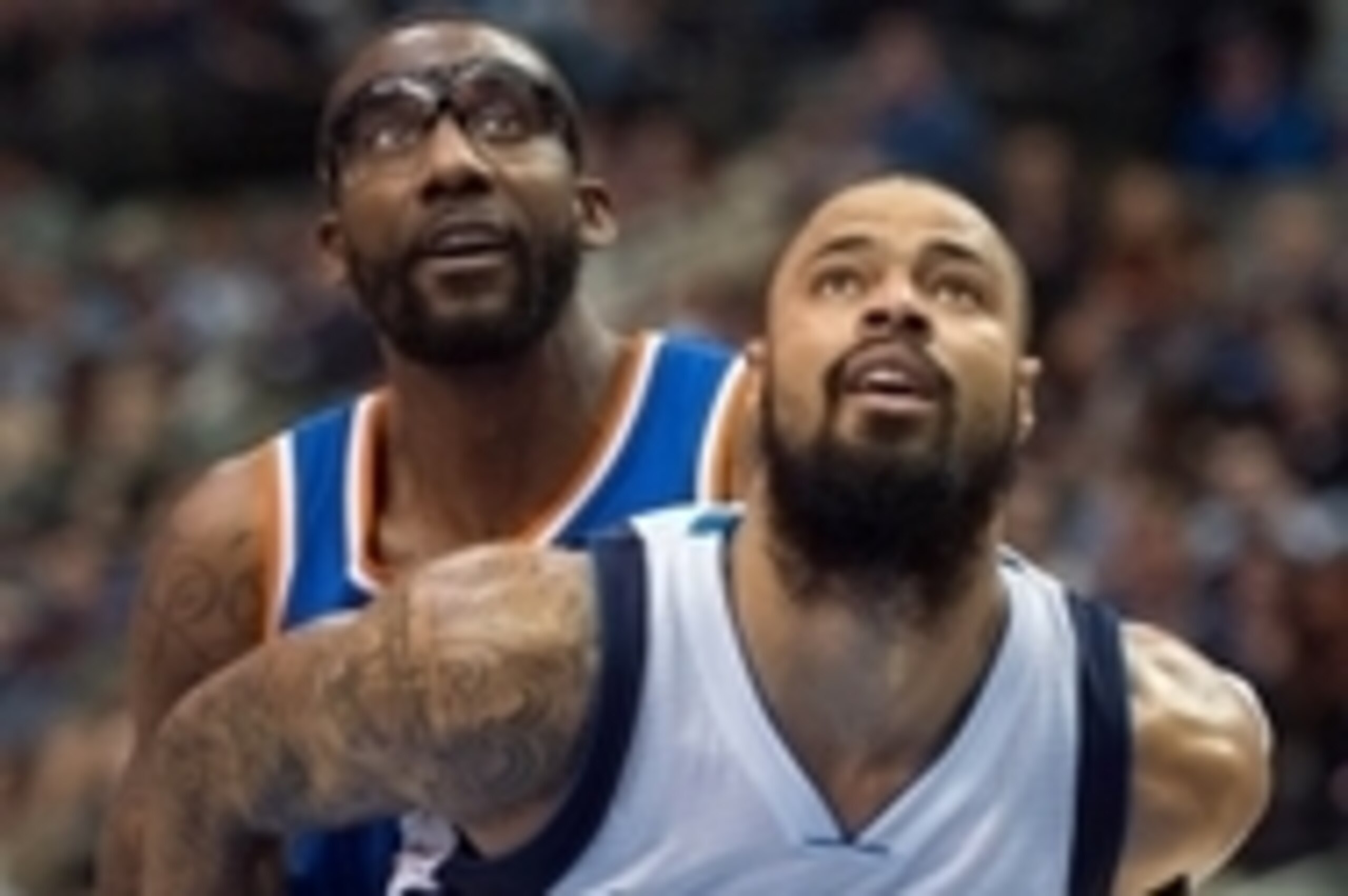 Nov 26, 2014; Dallas, TX, USA; New York Knicks forward Amar'e Stoudemire (1) and Dallas Mavericks center Tyson Chandler (6) fight for position during the first half at the American Airlines Center. Mandatory Credit: Jerome Miron-USA TODAY Sports Nov 26, 2014; Dallas, TX, USA; New York Knicks forward Amar'e Stoudemire (1) and Dallas Mavericks center Tyson Chandler (6) fight for position during the first half at the American Airlines Center. Mandatory Credit: Jerome Miron-USA TODAY Sports