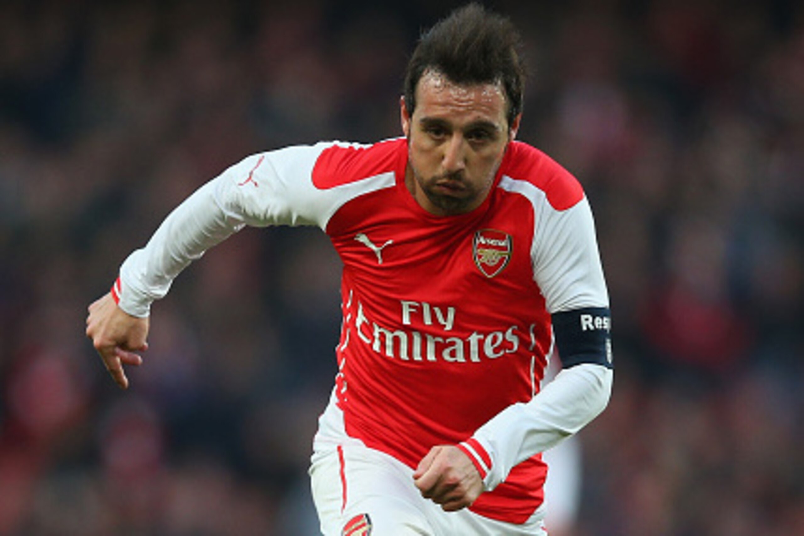 LONDON, ENGLAND - FEBRUARY 15:  Santi Cazorla of Arsenal in action during the FA Cup Fifth Round match between Arsenal and Middlesbrough at Emirates Stadium on February 15, 2015 in London, England.  (Photo by Paul Gilham/Getty Images)