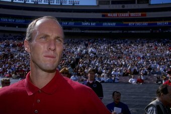 25 Oct 1998:  Bob Bradley of the Chicago Fire looks on during the 1998 MLS Cup Game against the DC United at the Rose Bowl in Pasadena, California. The Fire defeated the United 2-0. Mandatory Credit: Doug Pensinger  /Allsport