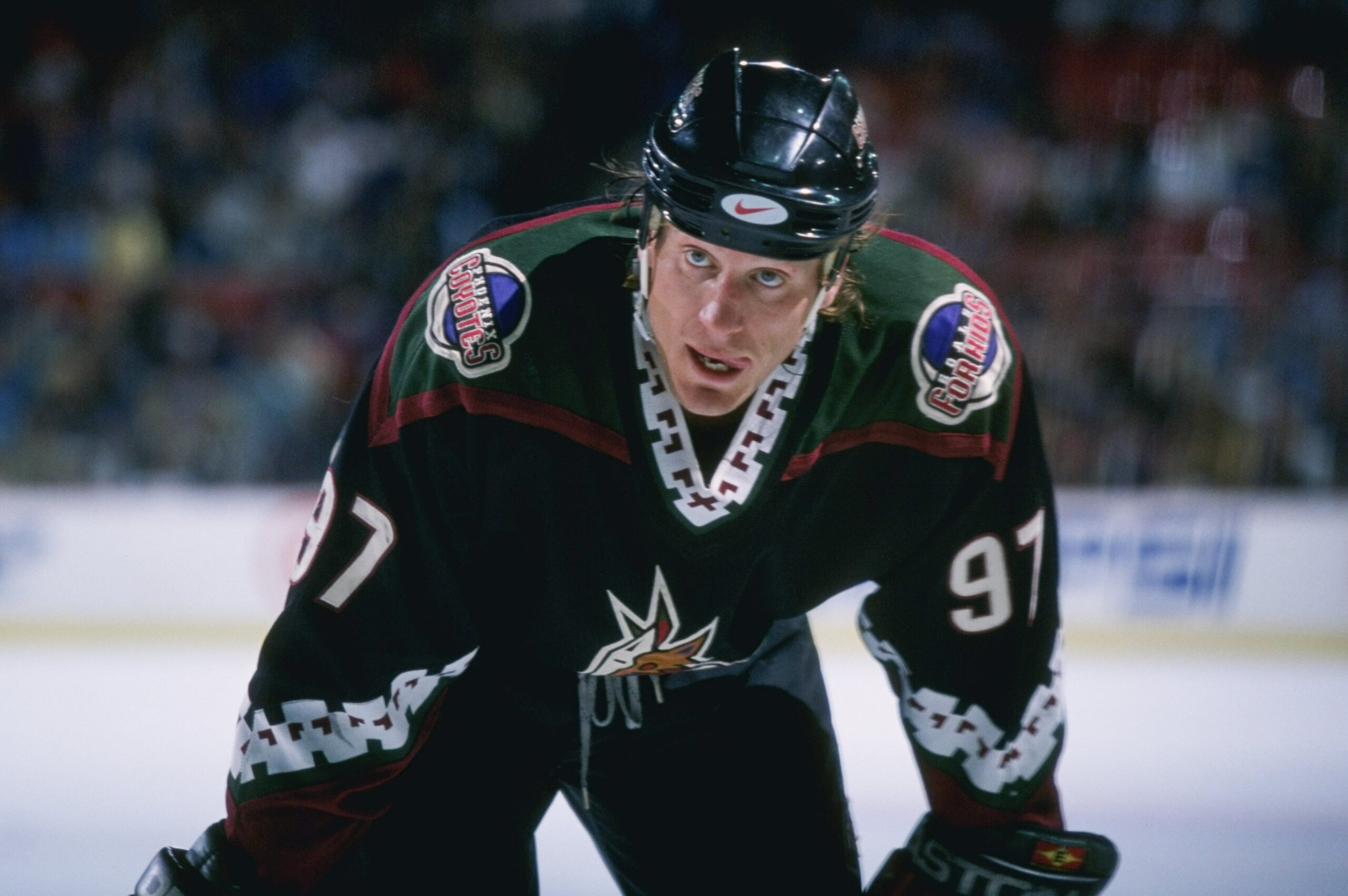 6 Apr 1997: Center Jeremy Roenick of the Phoenix Coyotes looks on during a game against the Colorado Avalanche at McNichols Sports Arena in Denver, Colorado. The Avalanche won the game, 2-1. Mandatory Credit: Nevin Reid /Allsport 6 Apr 1997: Center Jeremy Roenick of the Phoenix Coyotes looks on during a game against the Colorado Avalanche at McNichols Sports Arena in Denver, Colorado. The Avalanche won the game, 2-1. Mandatory Credit: Nevin Reid /Allsport