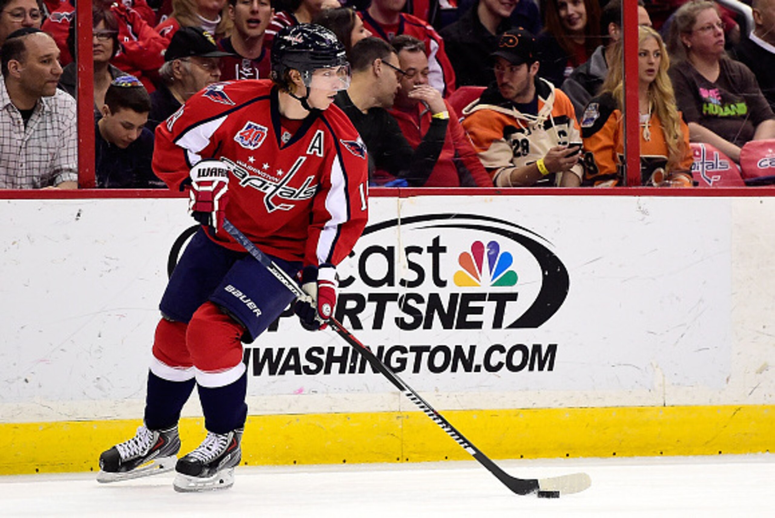 WASHINGTON, DC - FEBRUARY 08: Nicklas Backstrom #19 of the Washington Capitals controls the puck in the first period during an NHL game against the Philadelphia Flyers at Verizon Center on February 8, 2015 in Washington, DC. (Photo by Patrick McDermott/ WASHINGTON, DC - FEBRUARY 08: Nicklas Backstrom #19 of the Washington Capitals controls the puck in the first period during an NHL game against the Philadelphia Flyers at Verizon Center on February 8, 2015 in Washington, DC. (Photo by Patrick McDermott/