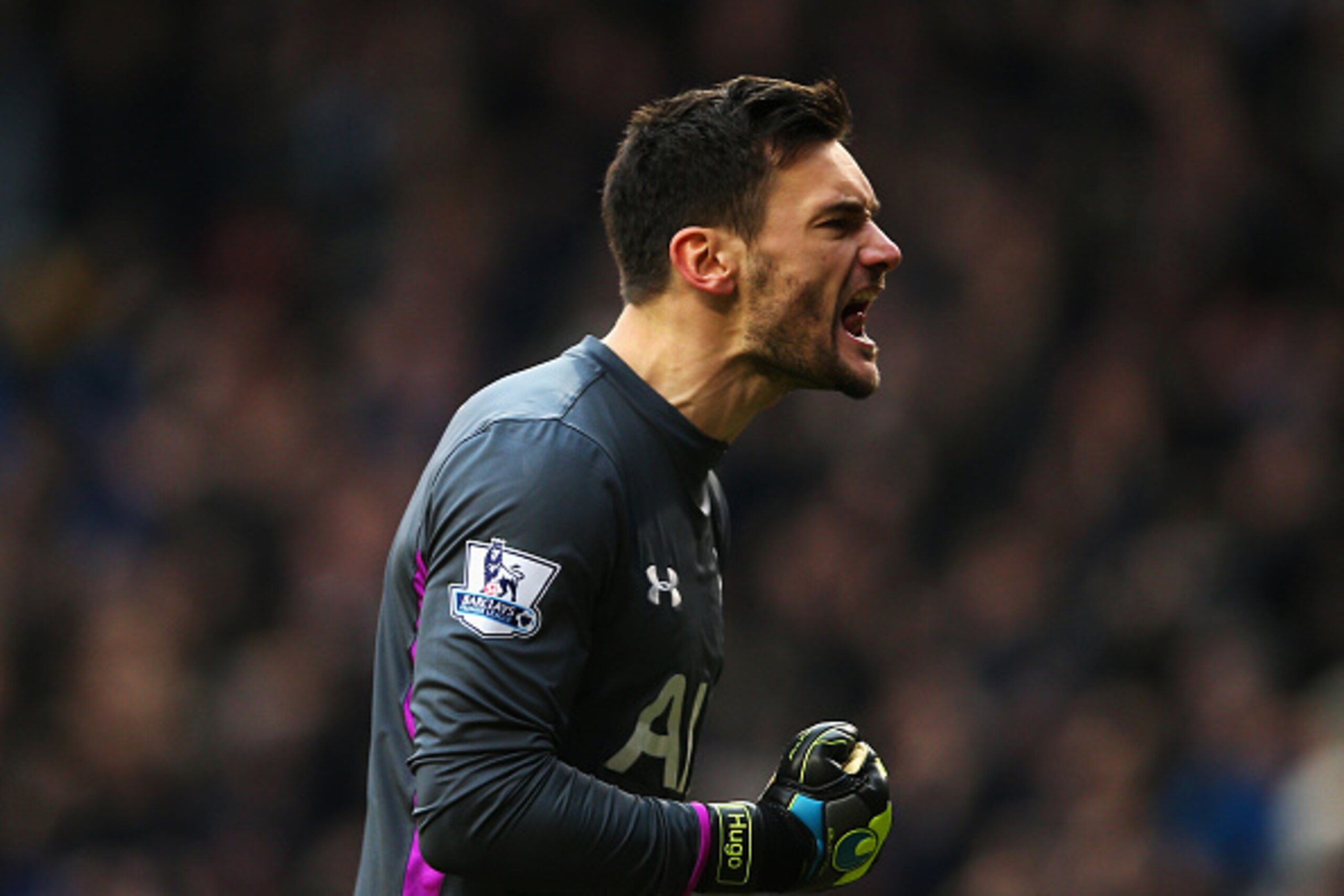 LONDON, ENGLAND - FEBRUARY 07:  Hugo Lloris of Tottenham Hotspur celebrates during the Barclays Premier League match between Tottenham Hotspur and Arsenal at White Hart Lane on February 7, 2015 in London, England.  (Photo by Paul Gilham/Getty Images)