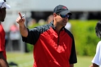 Apr 12, 2014; Athens, GA, USA; Georgia Bulldogs defensive coordinator Jeremy Pruitt coaches on the sideline during the first half of the Georgia Spring Game at Sanford Stadium. Mandatory Credit: Dale Zanine-USA TODAY Sports