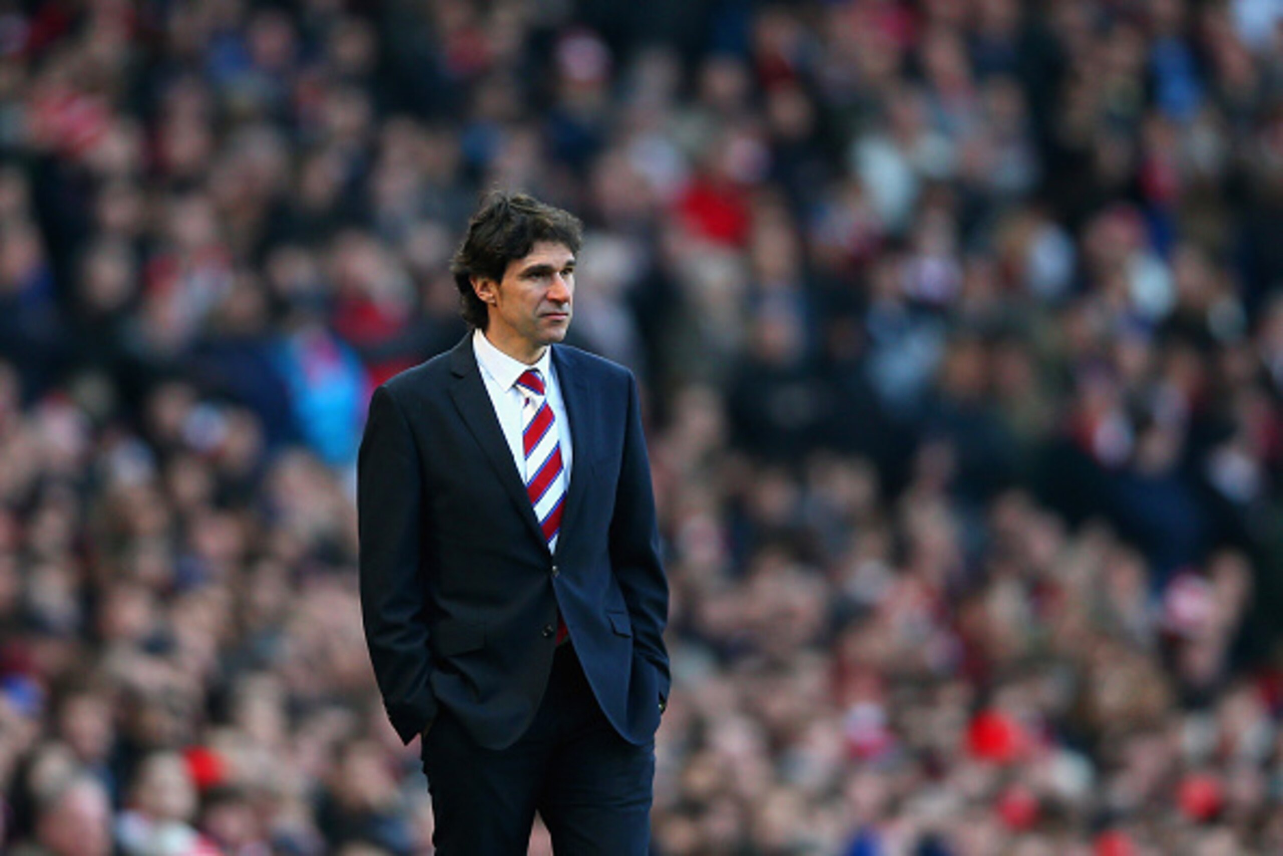 LONDON, ENGLAND - FEBRUARY 15:  Aitor Karanka, manager of Middlesbrough looks on during the FA Cup fifth round match between Arsenal and Middlesbrough at Emirates Stadium on February 15, 2015 in London, England.  (Photo by Paul Gilham/Getty Images)