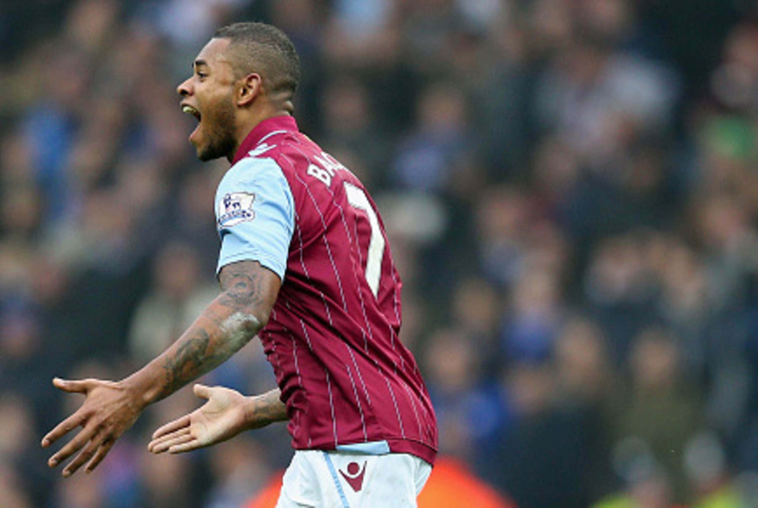 BIRMINGHAM, ENGLAND - FEBRUARY 15:  Leandro Bacuna of Aston Villa celebrates scoring the opening goal during the FA Cup fifth round match between Aston Villa and Leicester City at Villa Park on February 15, 2015 in Birmingham, England.  (Photo by Clive Ma