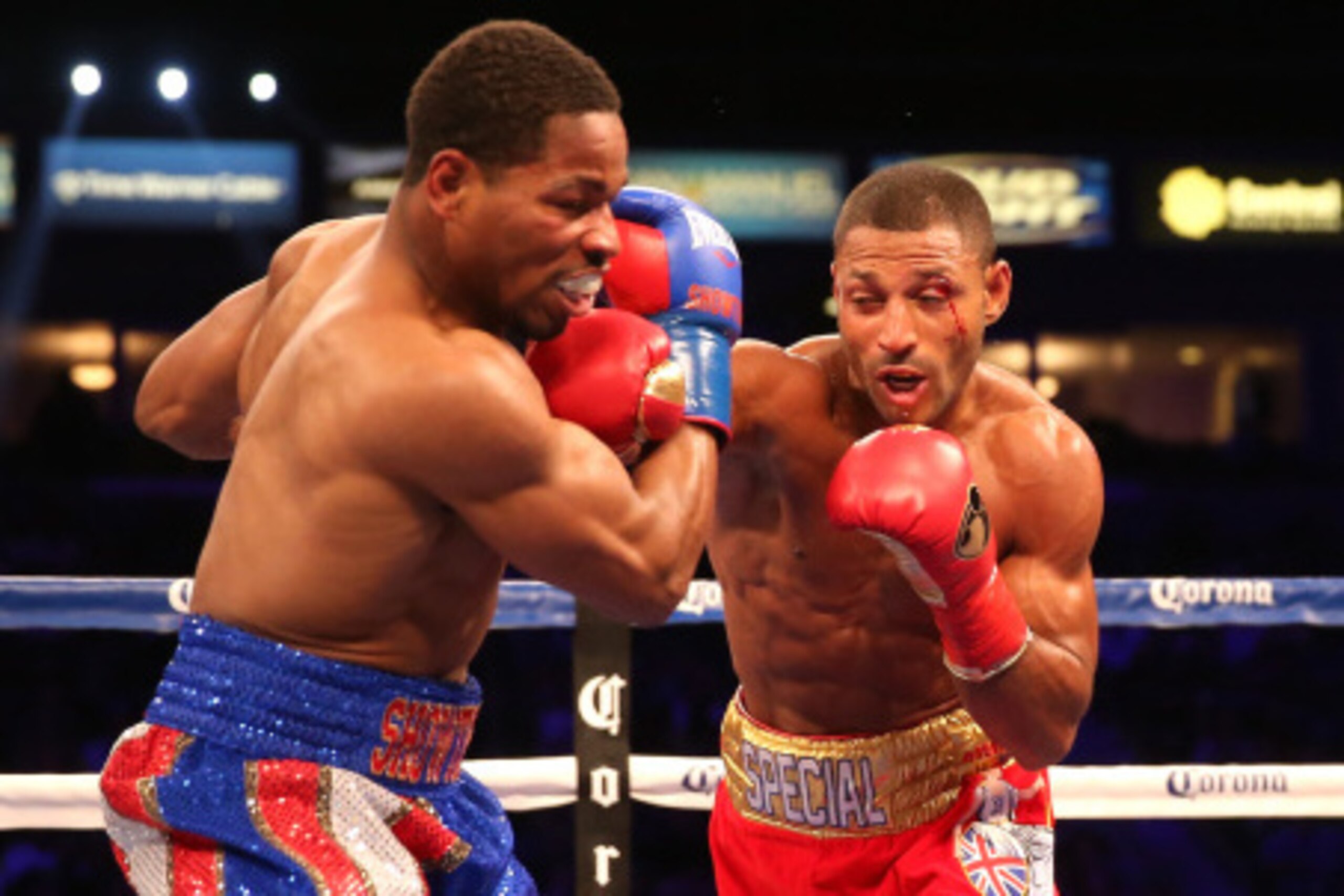 LOS ANGELES, CA - AUGUST 16:  Kell Brook throws a punch at Shawn Porter in their IBF Welterweight World Championship fight at StubHub Center on August 16, 2014 in Los Angeles, California.  (Photo by Stephen Dunn/Getty Images)