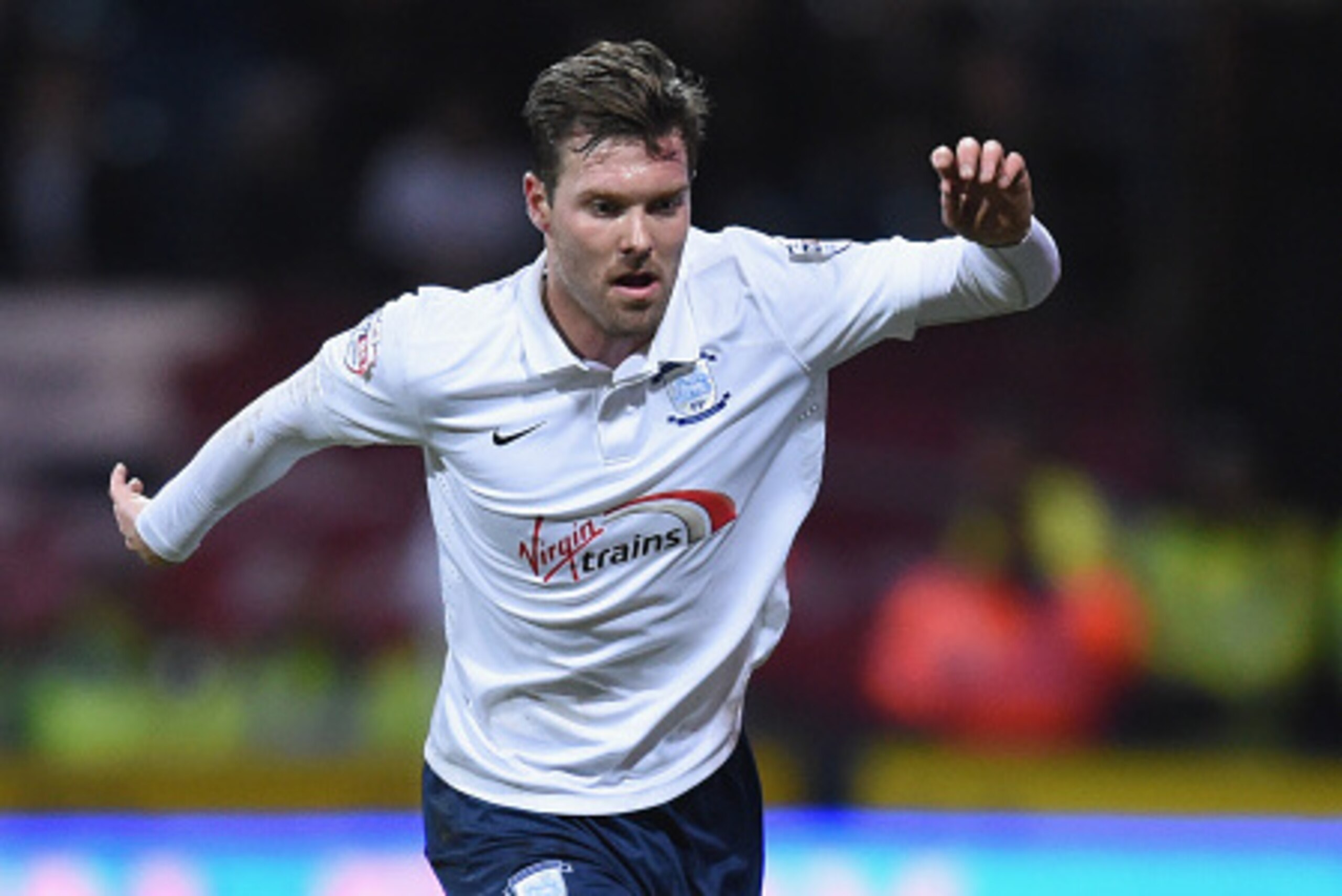 PRESTON, ENGLAND - FEBRUARY 16: Scott Laird of Preston in action during the FA Cup Fifth round match between Preston North End and Manchester United at Deepdale on February 16, 2015 in Preston, England  (Photo by Michael Regan/Getty Images)