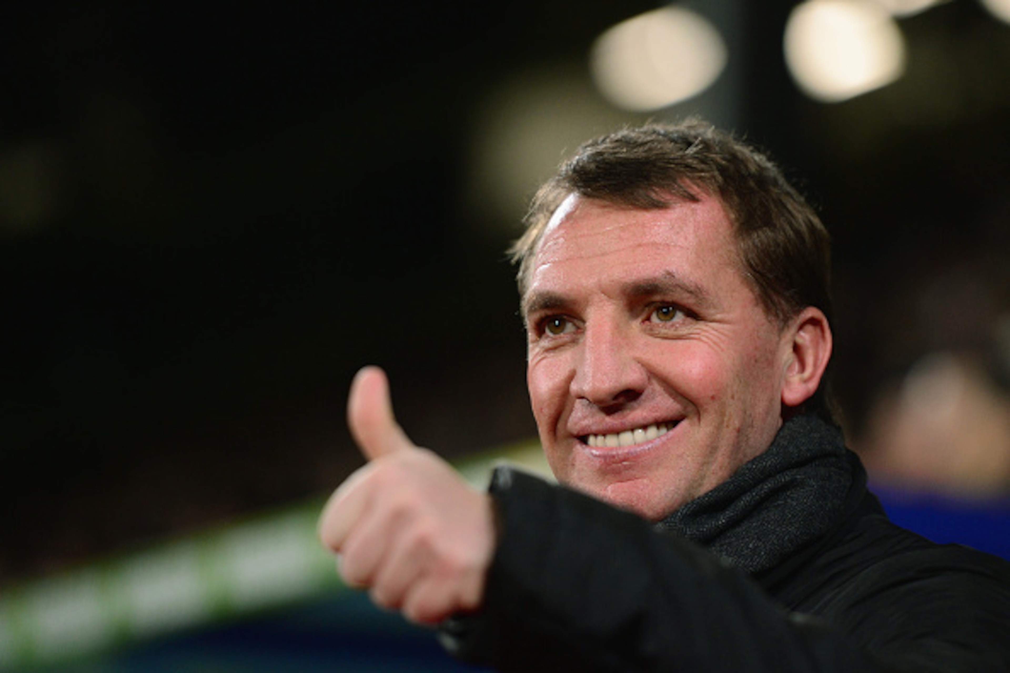 LONDON, ENGLAND - FEBRUARY 14:  Brendan Rodgers, manager of Liverpool gives the thumbs up during the FA Cup fifth round match between Crystal Palace and Liverpool at Selhurst Park on February 14, 2015 in London, England.  (Photo by Jamie McDonald/Getty Im