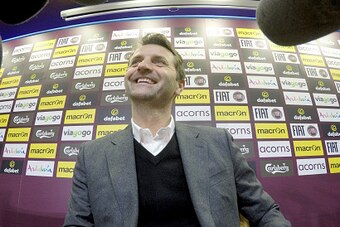 BIRMINGHAM, ENGLAND - FEBRUARY 16:  Tim Sherwood the Aston Villa manager faces the cameras during his press conference at the Villa Park Stadium on February 16, 2015 in Birmingham, England.  (Photo by Ross Kinnaird/Getty Images)
