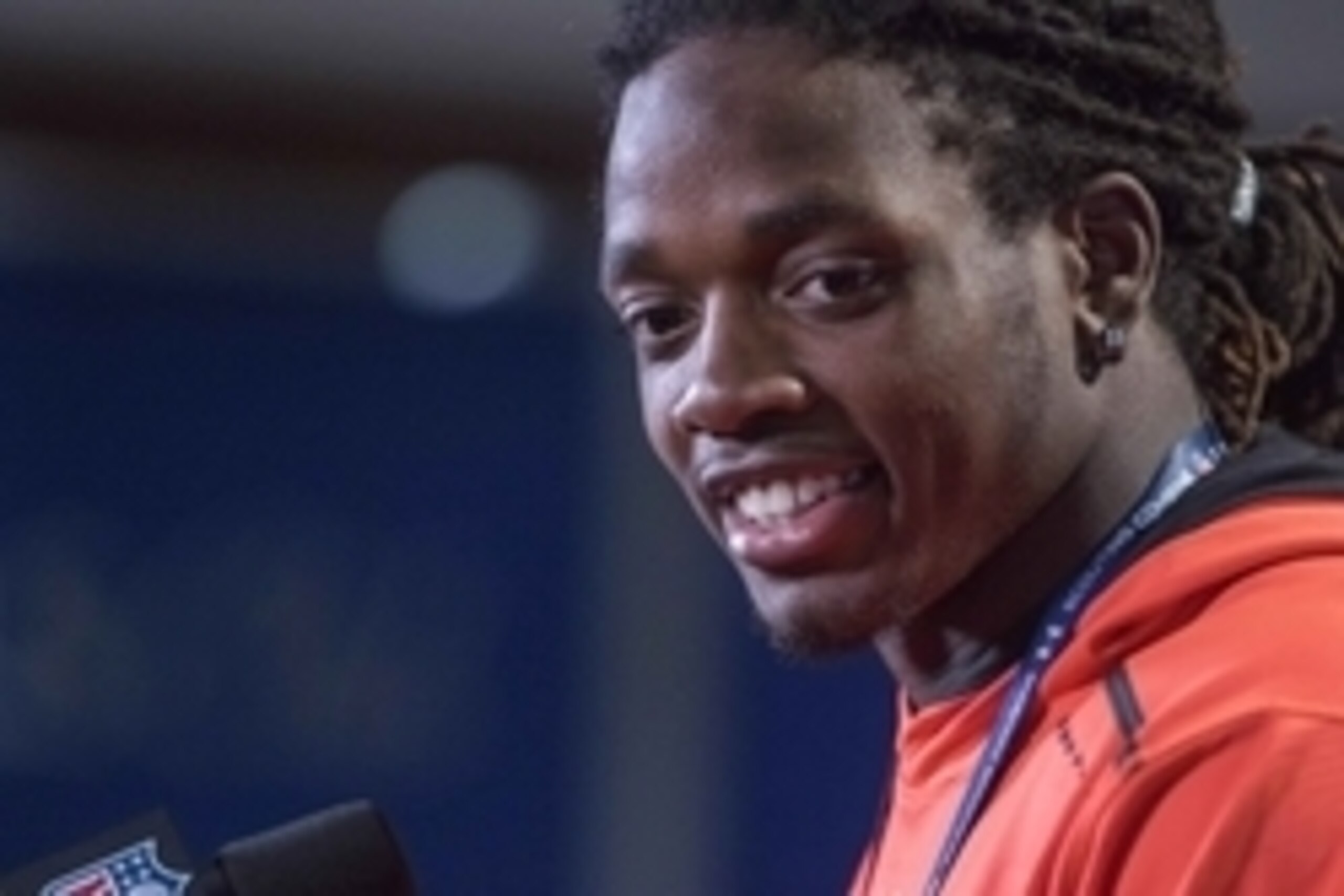 Feb 19, 2015;  Indianapolis, IN, USA; Wisconsin running back Melvin Gordon speaks to the media at the 2015 NFL Combine at Lucas Oil Stadium. Mandatory Credit: Trevor Ruszkowski-USA TODAY Sports