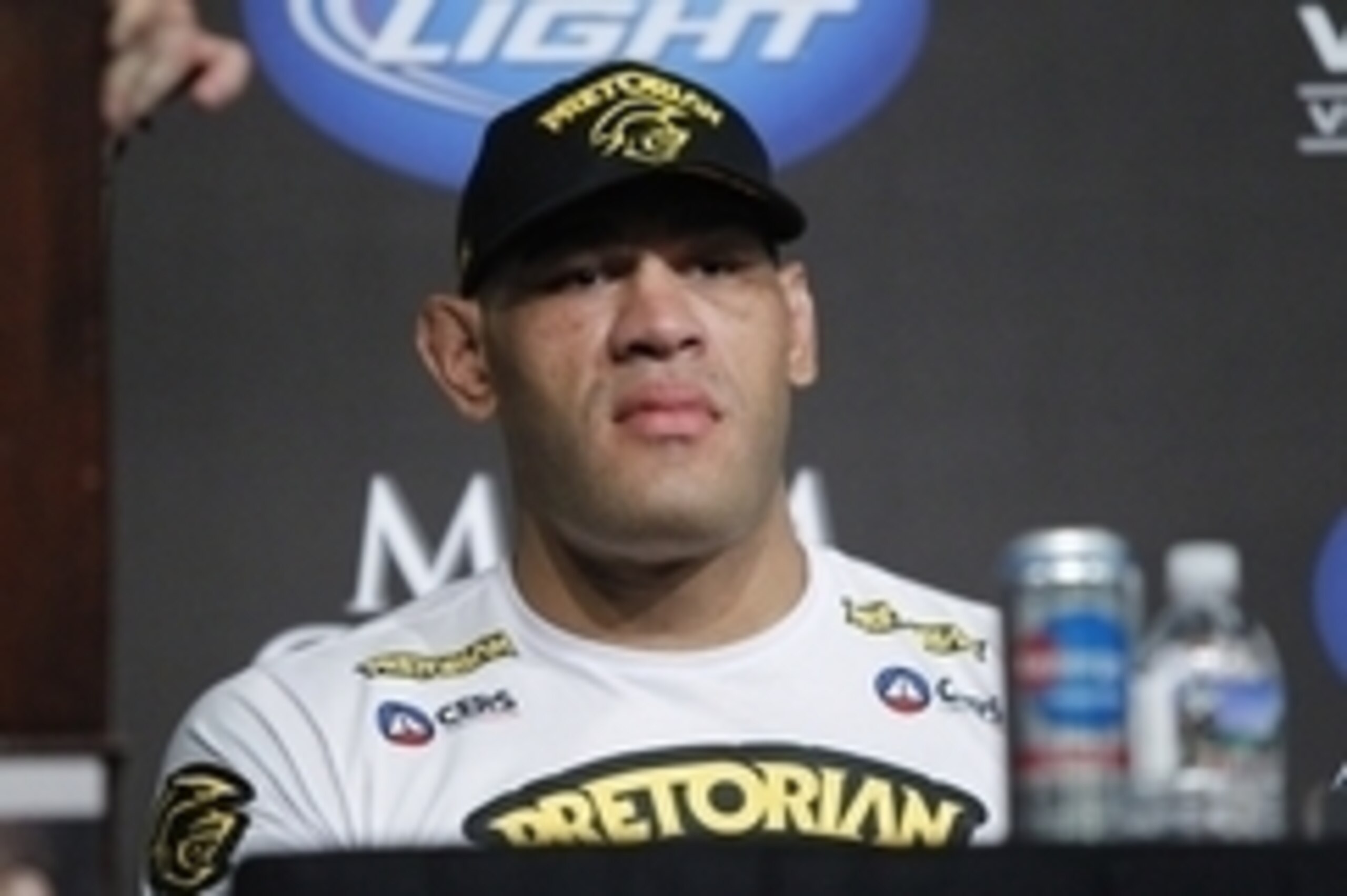 May 25, 2013; Las Vegas, NV, USA; Antonio Silva speaks to media following UFC 160 at the MGM Grand Garden Arena. Mandatory Credit: Gary A. Vasquez-USA TODAY Sports