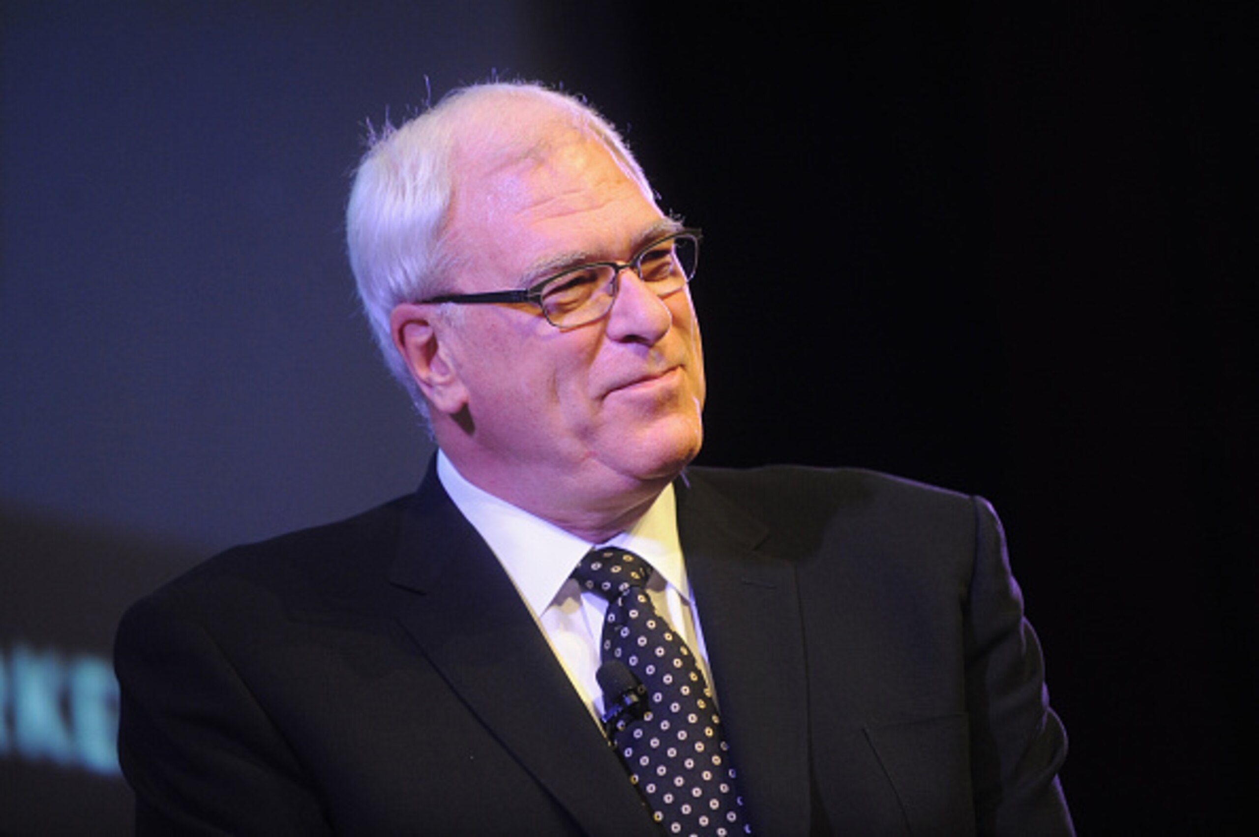 NEW YORK, NY - OCTOBER 12:  Basketball coach Phil Jackson speak on stage at Phil Jackson in Conversation with Ben McGrath at the MasterCard stage at SVA Theatre during The New Yorker Festival 2014 on October 12, 2014 in New York City.  (Photo by Brad Bark