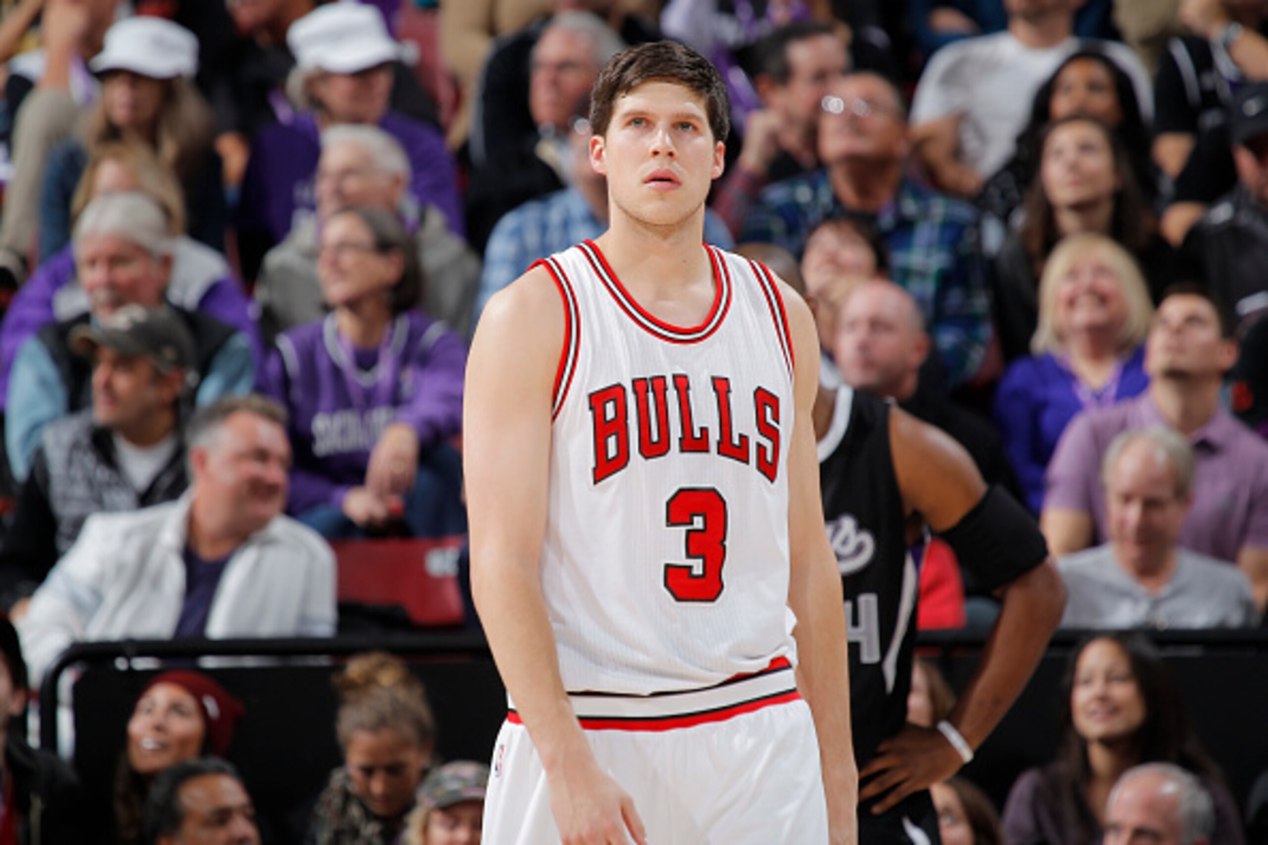 SACRAMENTO, CA - NOVEMBER 20: Doug McDermott #3 of the Chicago Bulls stands on the court during the game against the Sacramento Kings on November 20, 2014 at Sleep Train Arena in Sacramento, California. NOTE TO USER: User expressly acknowledges and agrees